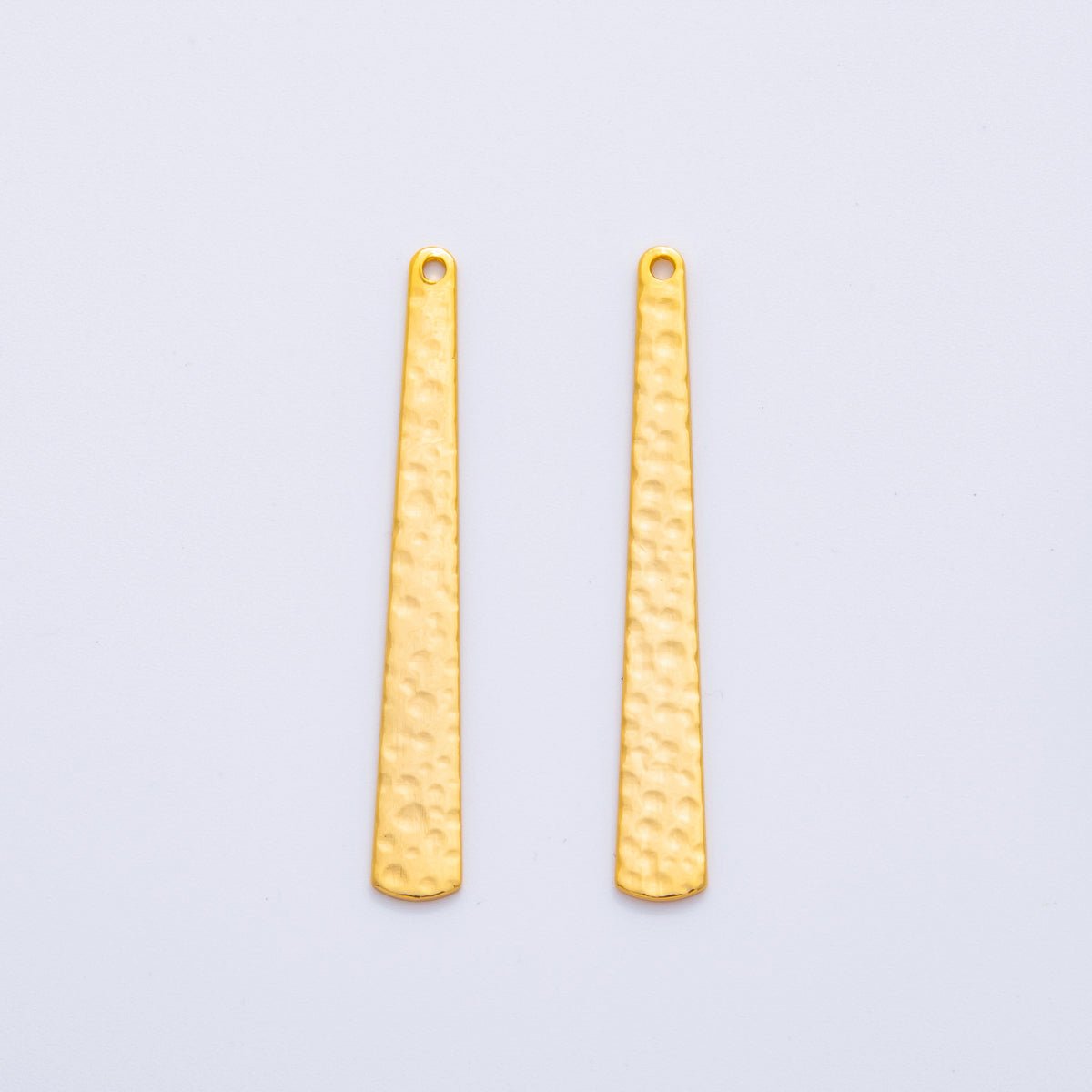18K Gold Filled 43mm Dotted Hammered Bar Rectangular Thin Charm Finding | Z1176