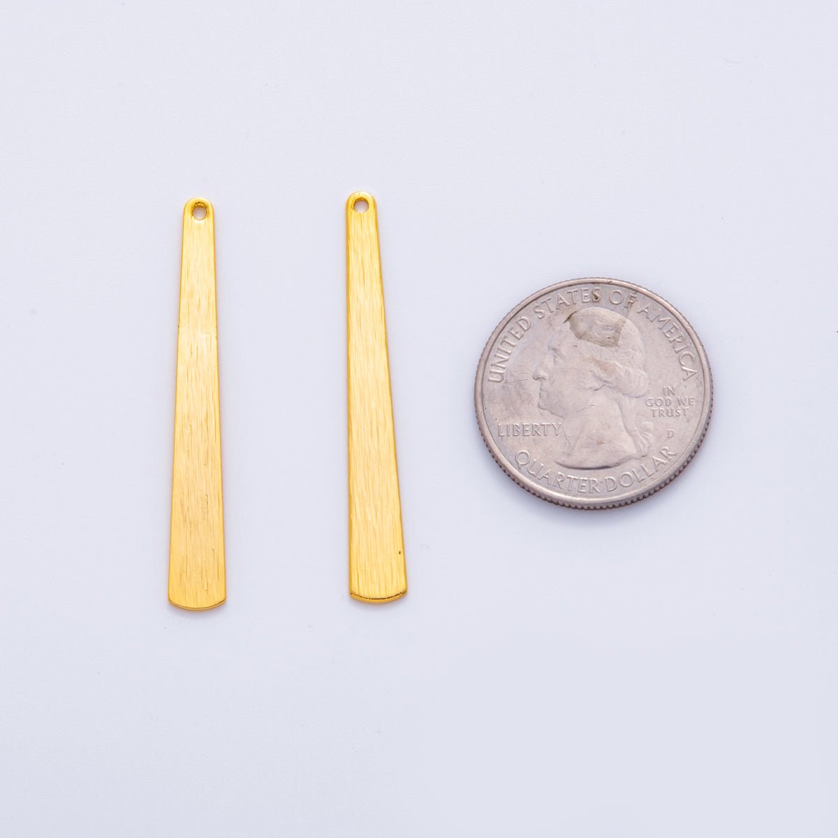 18K Gold Filled 43mm Lined Bar Rectangular Thin Charm Finding | Z1186