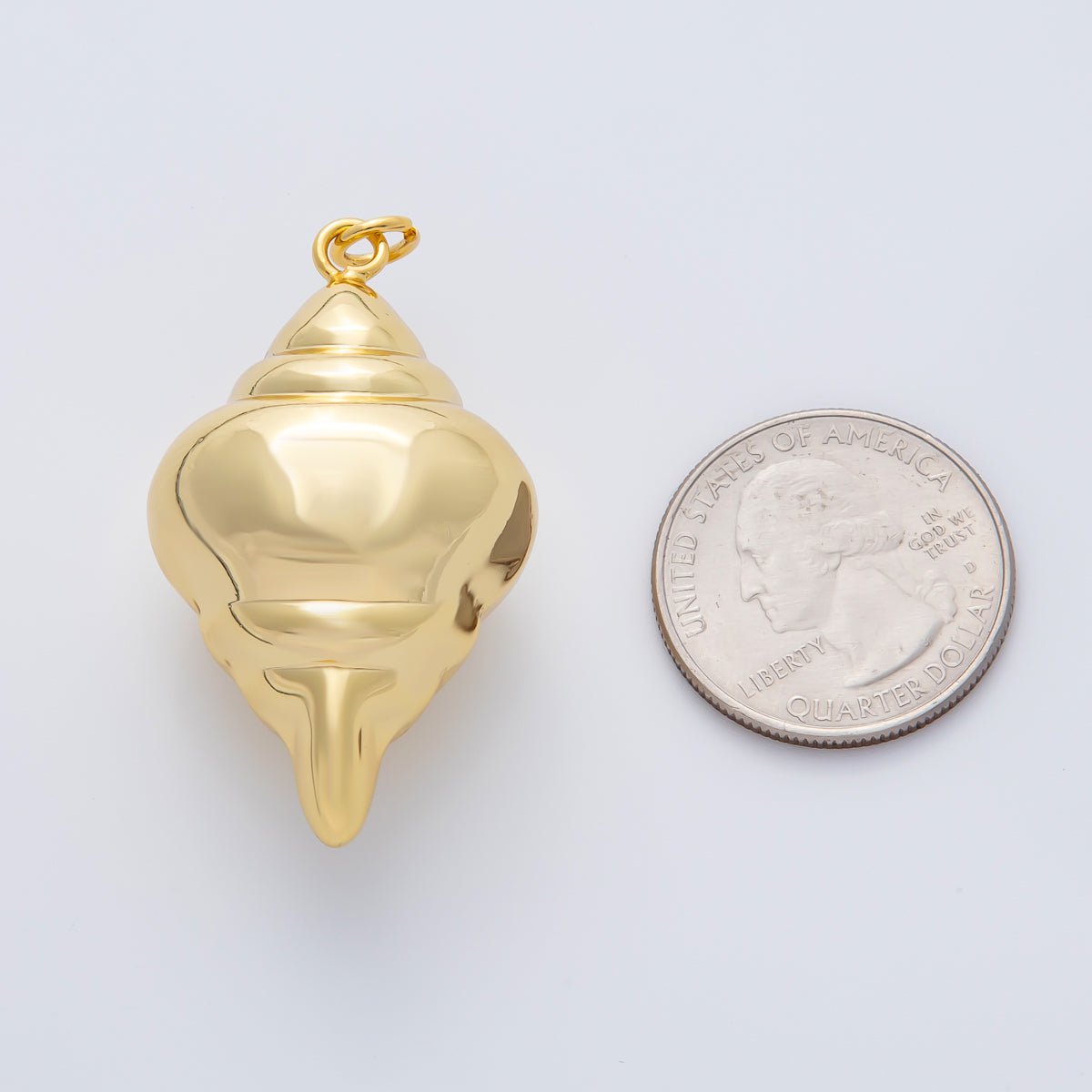 18K Gold Filled 44mm Chubby Sea Conch Shell Ocean 3d Multidimensional Charm | AF1409