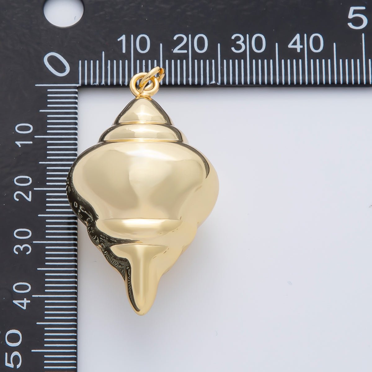 18K Gold Filled 44mm Chubby Sea Conch Shell Ocean 3d Multidimensional Charm | AF1409
