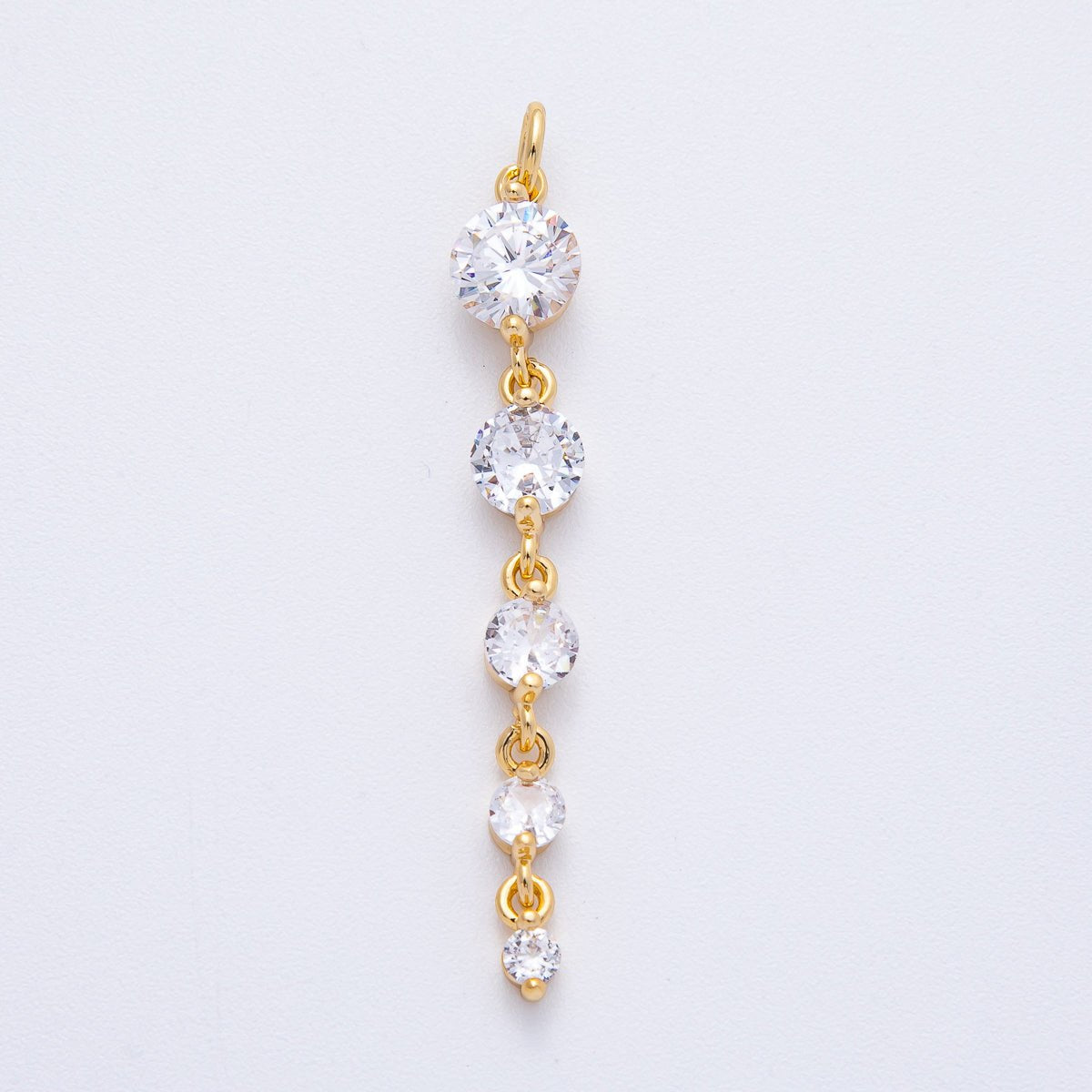 18K Gold Filled 46mm Clear Round CZ Gradient Connector | AK119