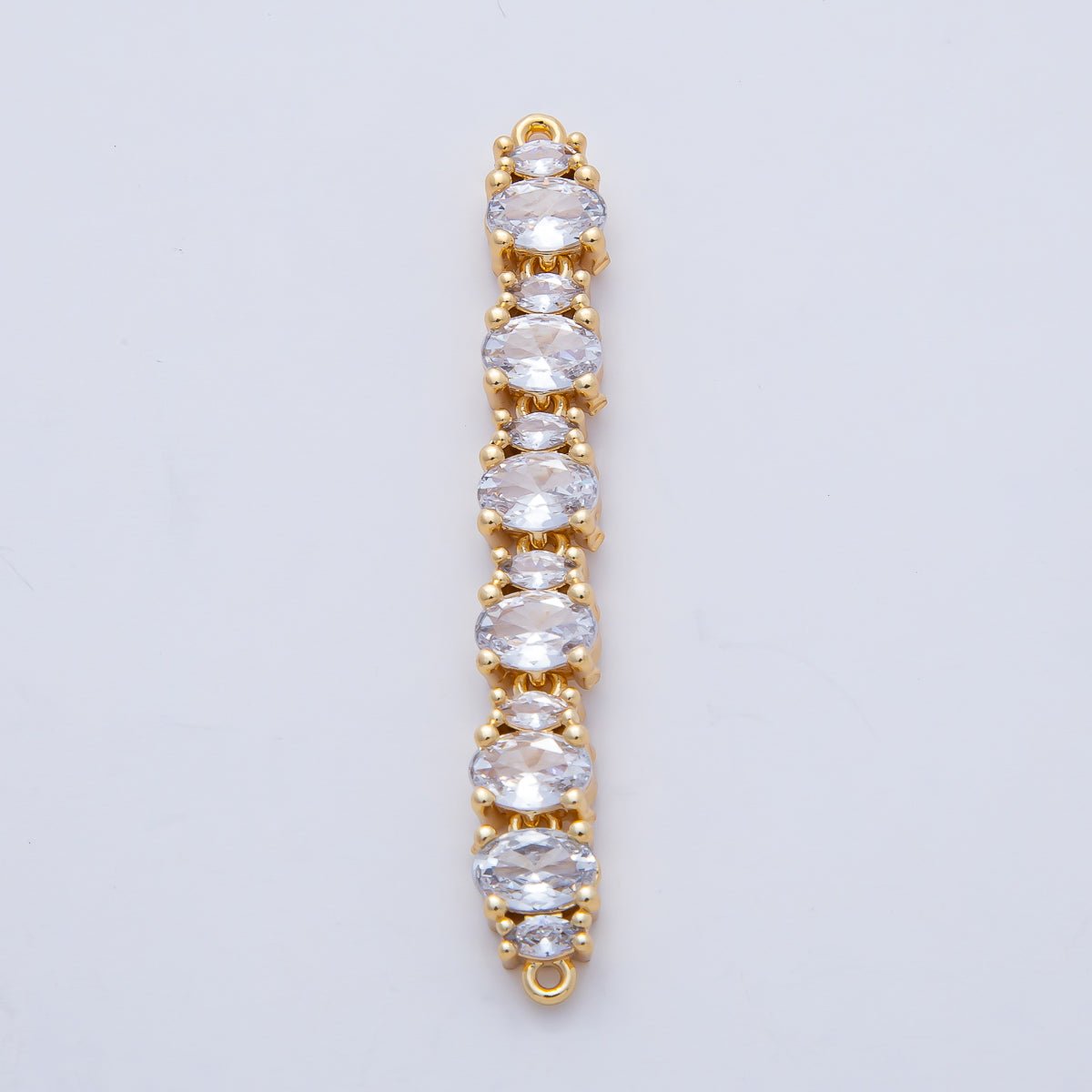 18K Gold Filled 46mm x 6mm Clear CZ Oval Marquise Connector | Y166