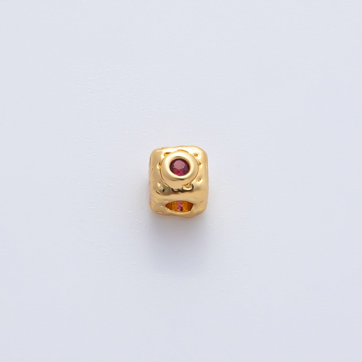 18K Gold Filled 4mm Clear, Fuchsia CZ Minimalist Cube Beads | B342