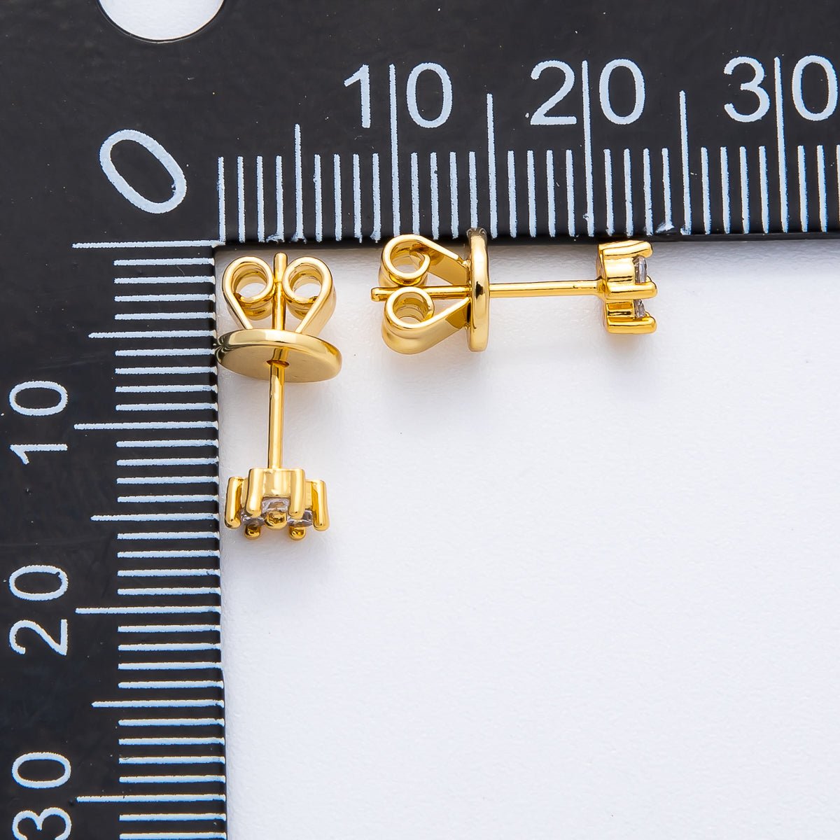 18K Gold Filled 4mm Micro Paved CZ Cluster Minimalist Dainty Stud Earrings | AD1564