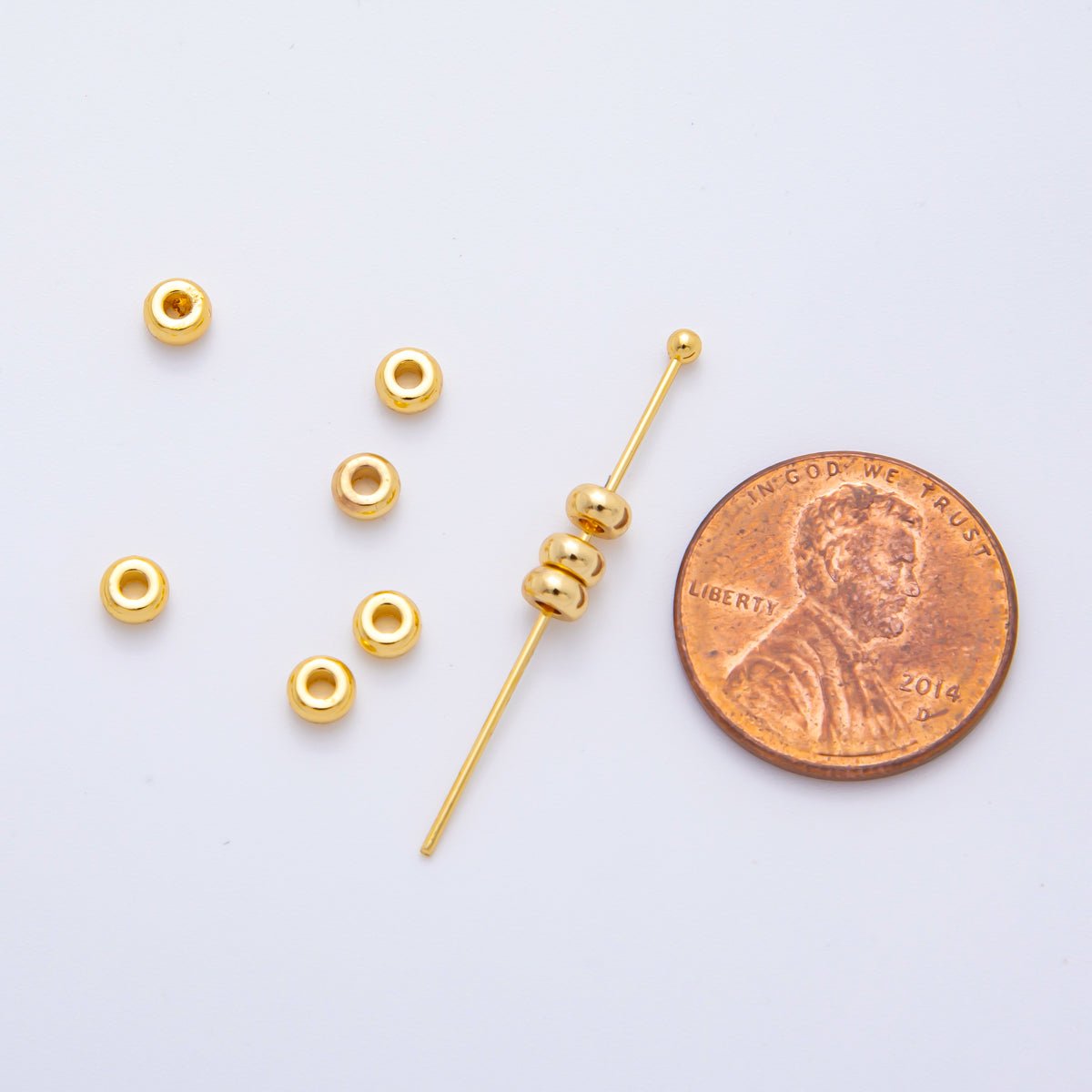 18K Gold Filled 4mm Minimalist Rondelle Spacer Bead Set | AF1089