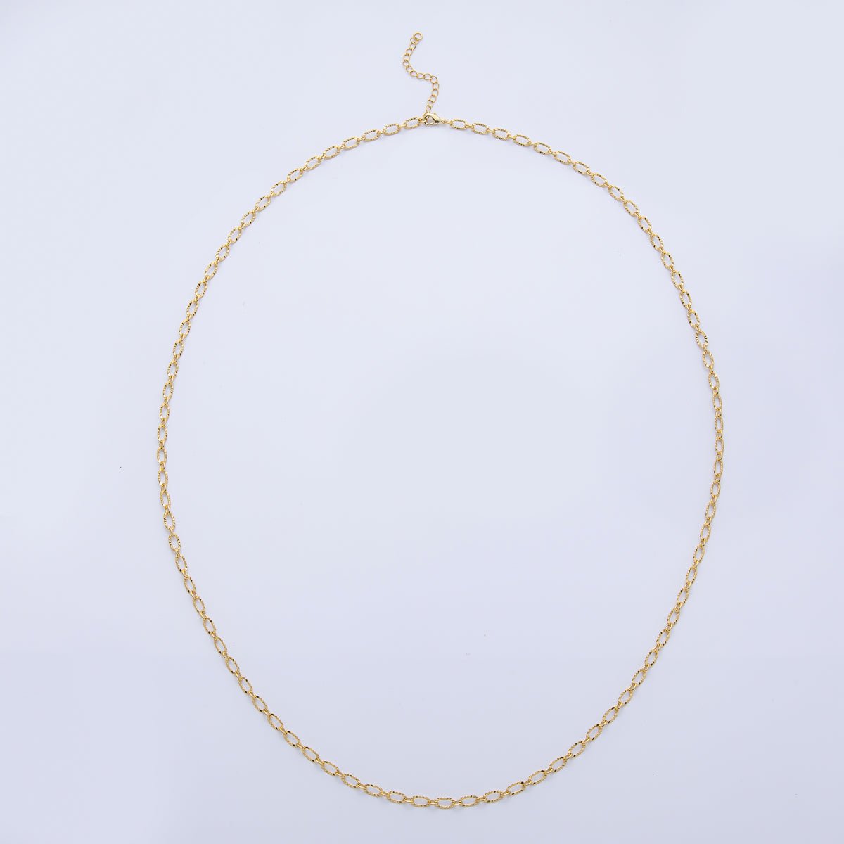 18K Gold Filled 4mm Sunburst Paperclip Chain 30 Inch Necklace | WA-3997
