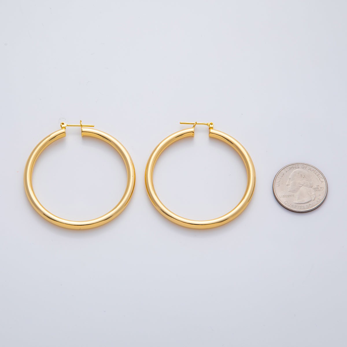 18K Gold Filled 50mm Minimalist Band Latch Hoop Earrings | AD1603