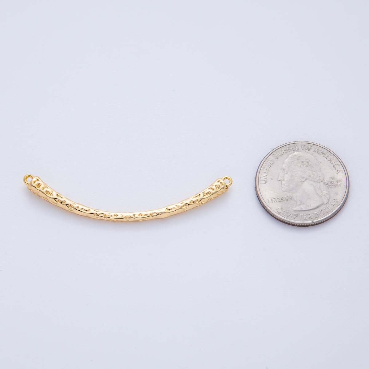 18K Gold Filled 54mm Geometric Hammered Curved Connector | Y168