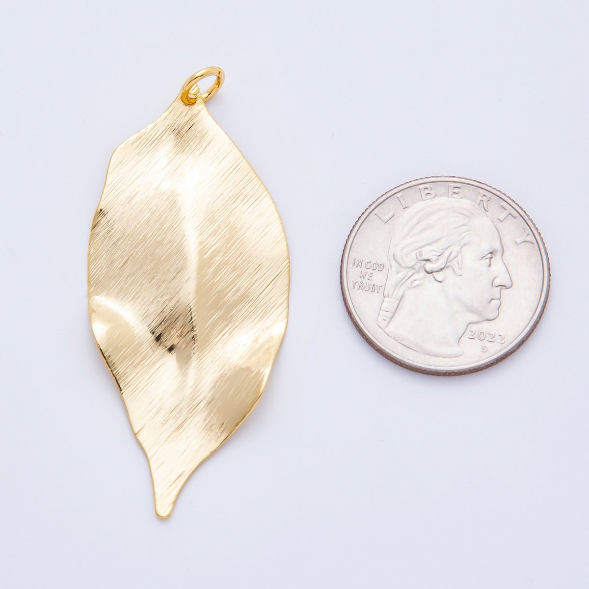 18K Gold Filled 56mm Modern Molten Gold Leaf Charm | N367