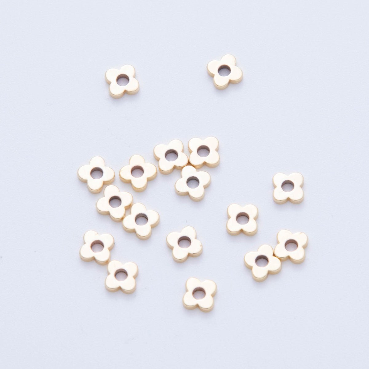 18K Gold Filled 5mm Minimalist Flower Thin Bead Spacer Set by 10 Pieces | B734