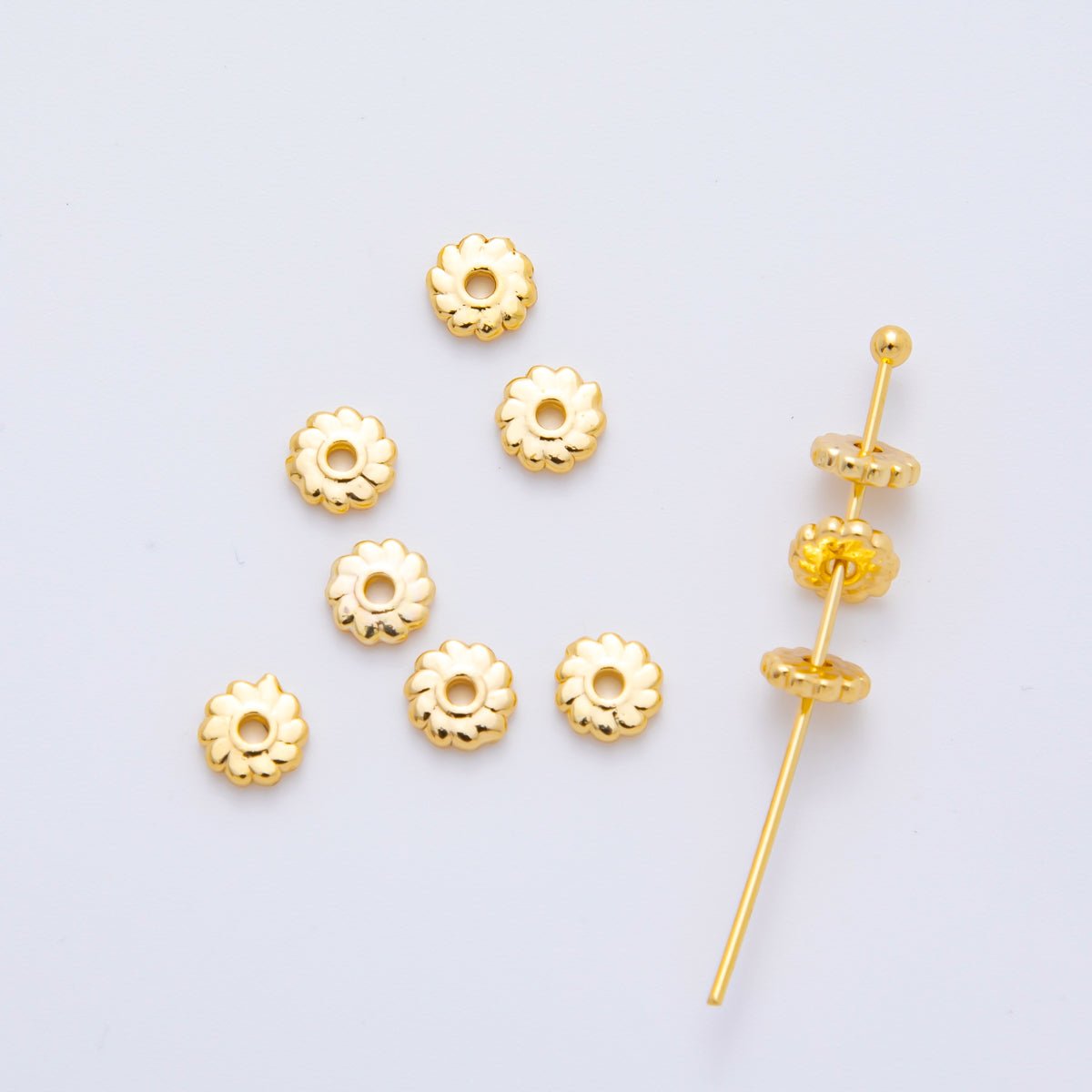 18K Gold Filled 5mm Tiny Flower Donut Floral Spacer Bead | AF-A1082