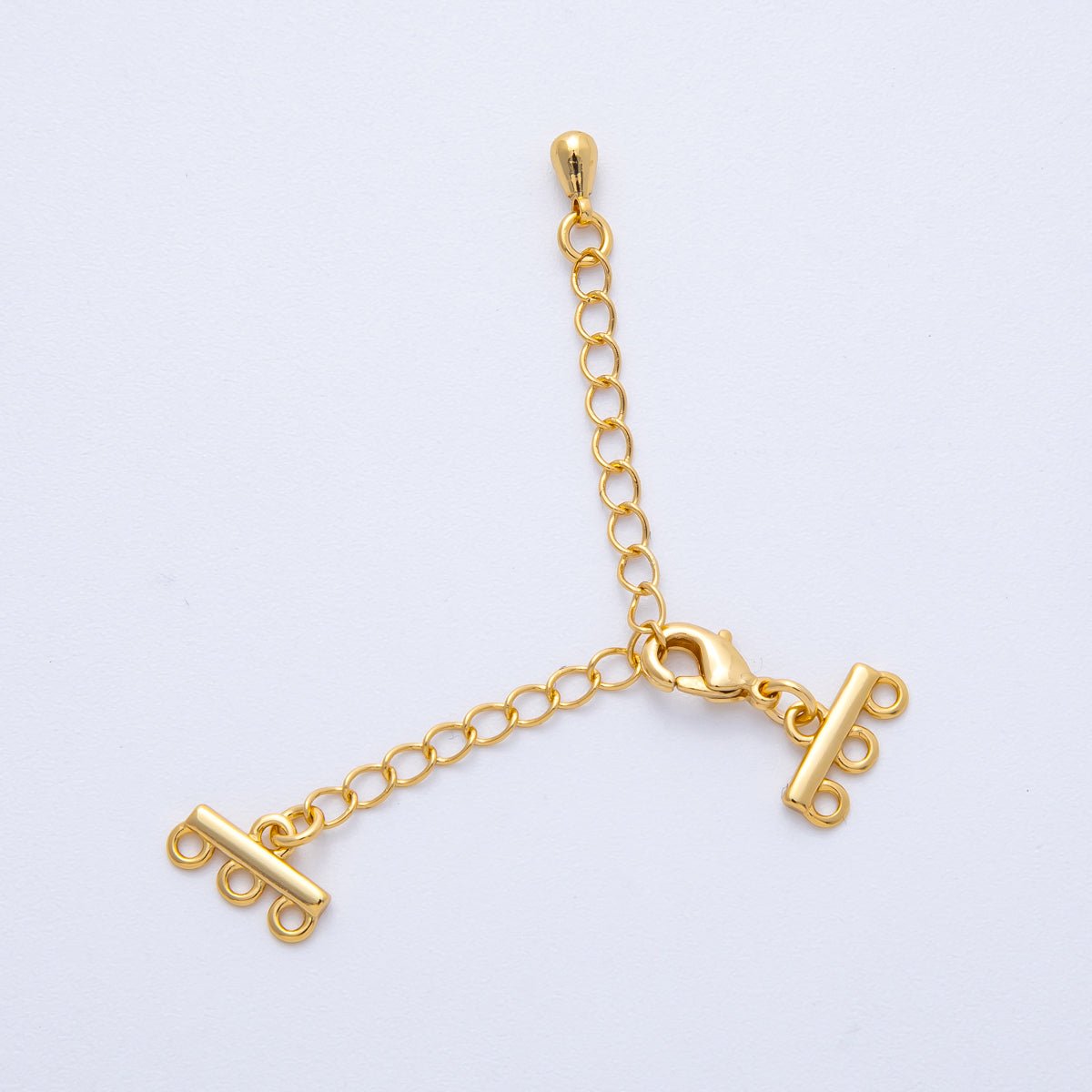 18K Gold Filled 60mm Minimalist Triple Detangler Lobster Clasps w. Extender | Findings-00021