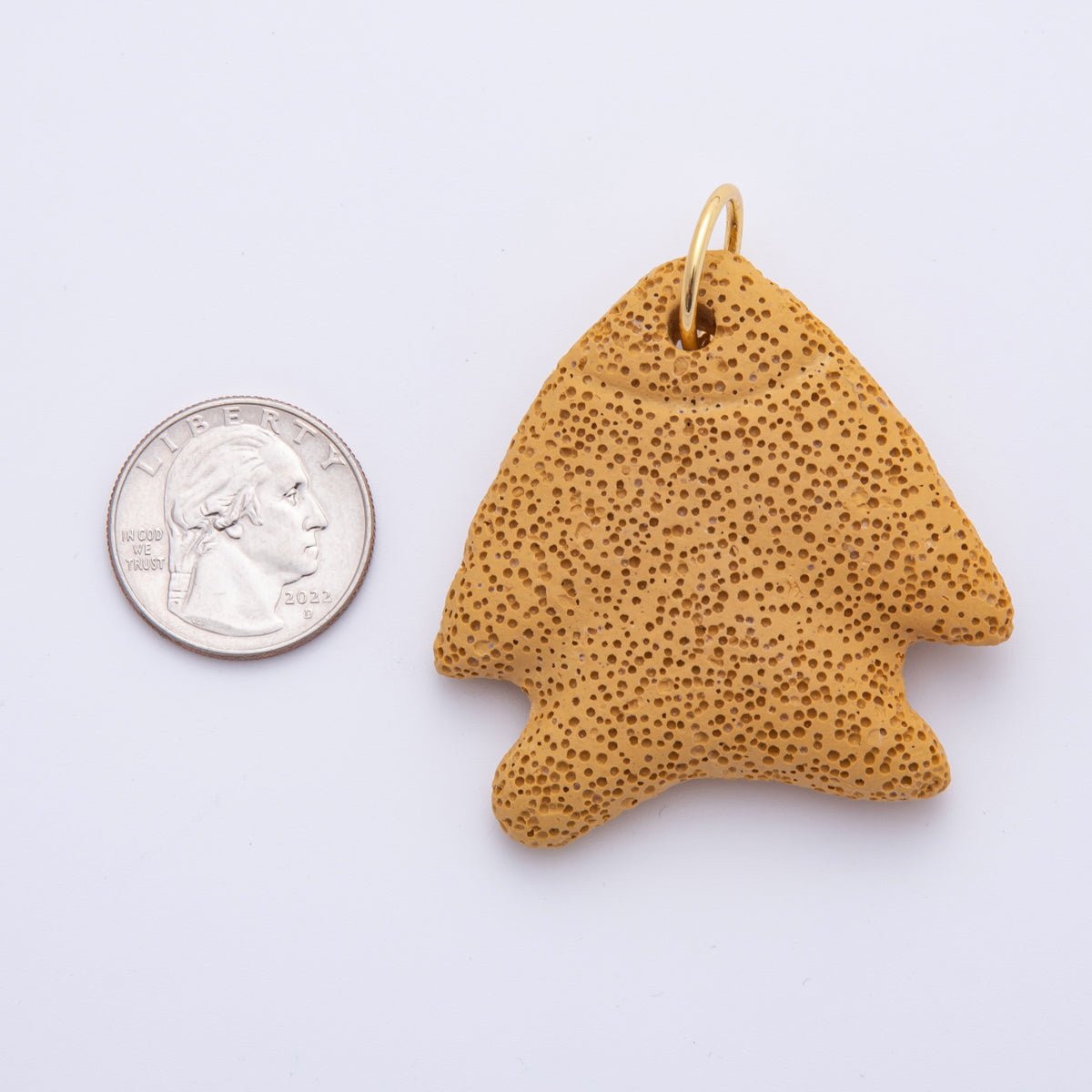 18K Gold Filled 63mm Lava Stone Triangle Sea Fish Charm | AH893 - AH896