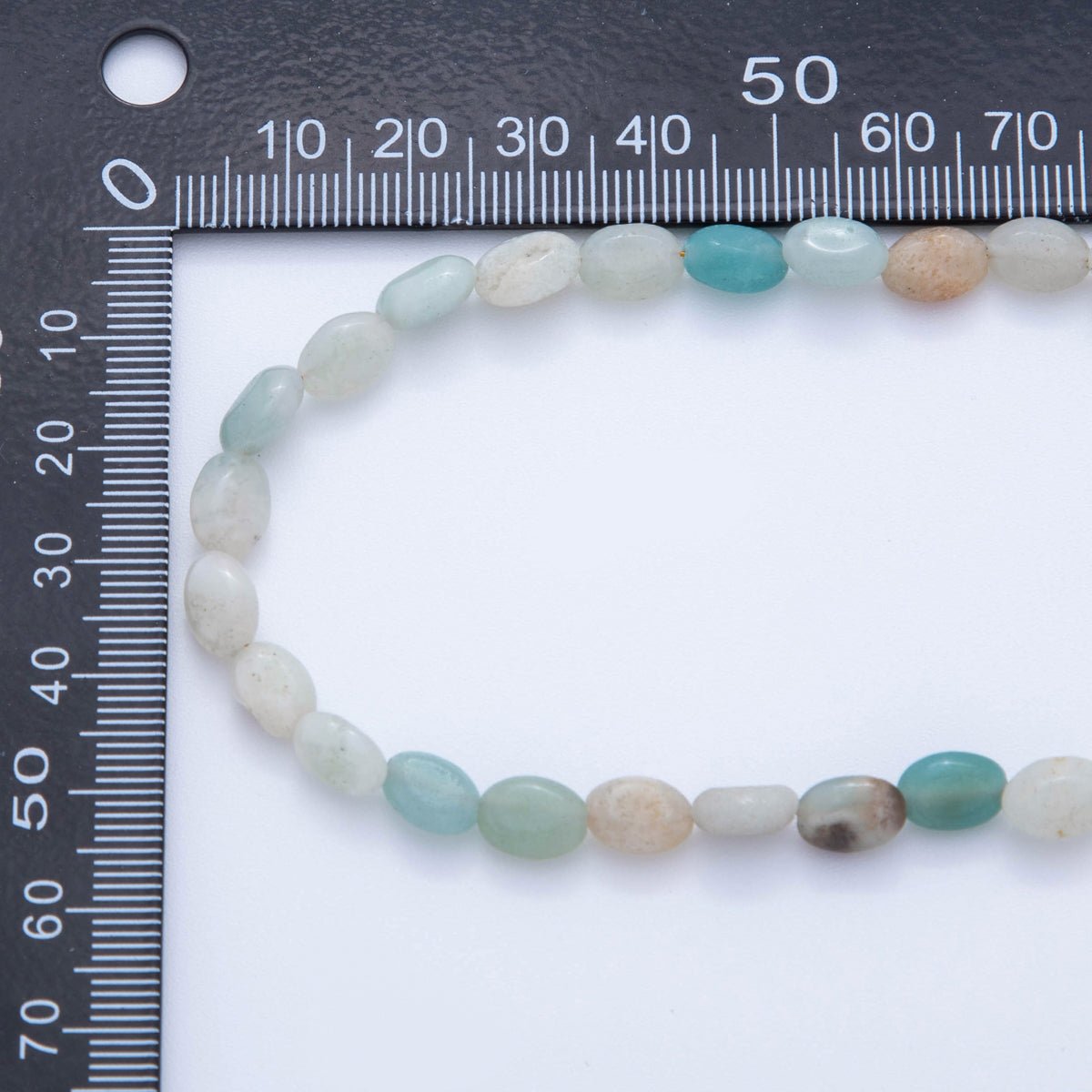 18K Gold Filled 6.5mm Amazonite Gemstone Oblong Oval Gemstone Bead 15.5 Inch Handmade Necklace | WA-03287