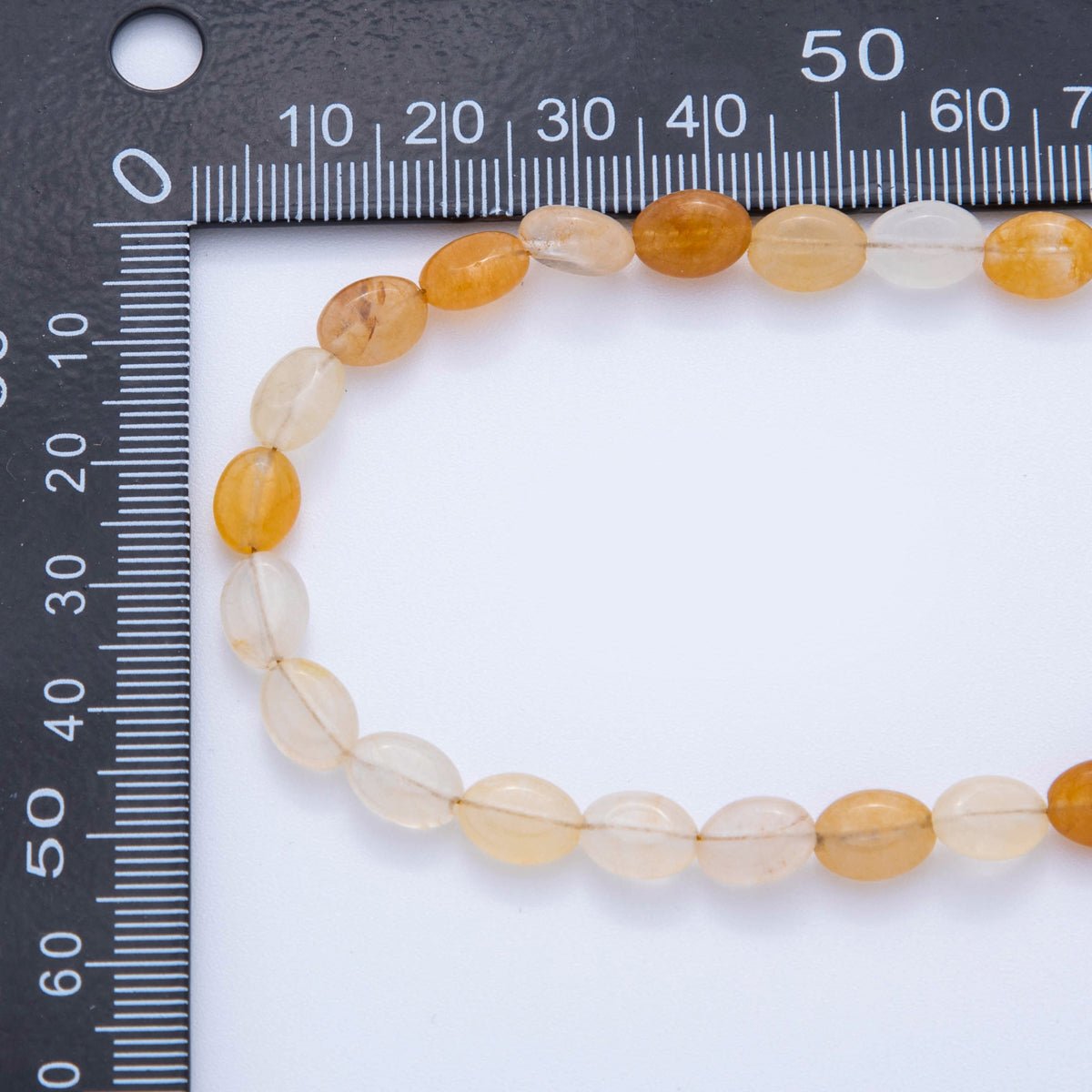 18K Gold Filled 6.5mm Citrine Gemstone Oblong Oval Gemstone Bead 15.5 Inch Handmade Necklace | WA-03286