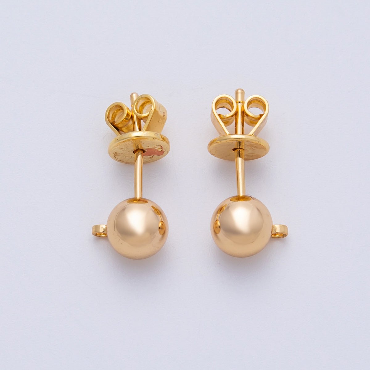 18K Gold Filled 6mm Minimalist Round Ball Drop Stud Earrings Finding | Findings-00035