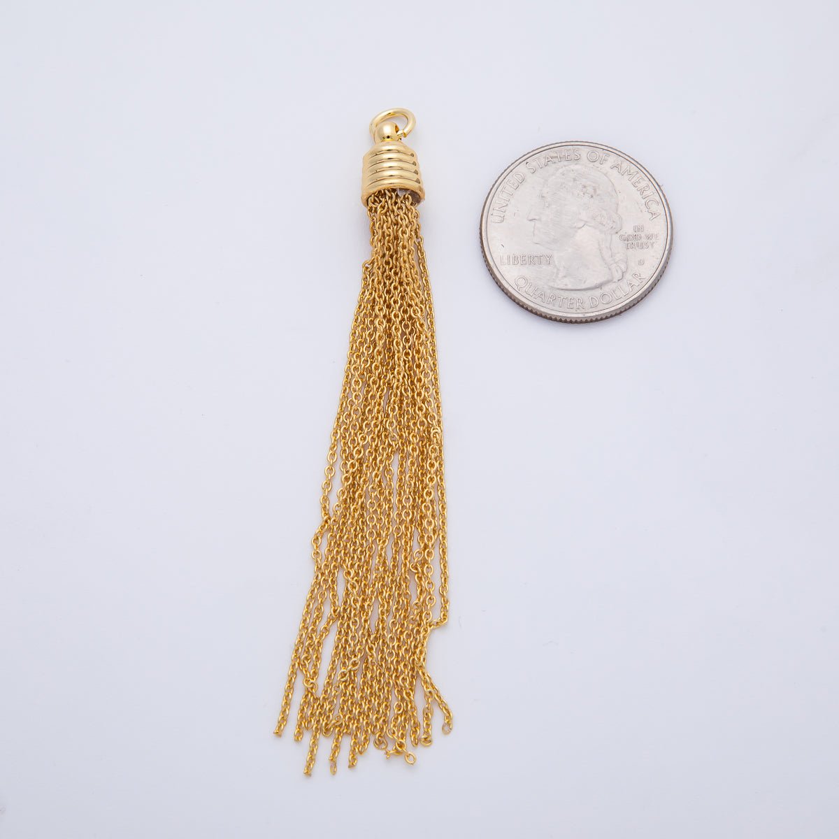 18K Gold Filled 84mm Cable Chain Fringe Tassel End Cap Charm Finding | AF1401