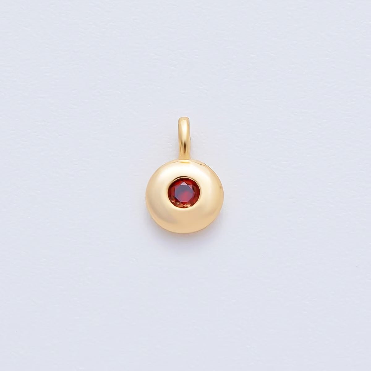 18K Gold Filled 8.5mm Birthstone CZ Bezel Round Mini Pendant | AF1153 - AF1158