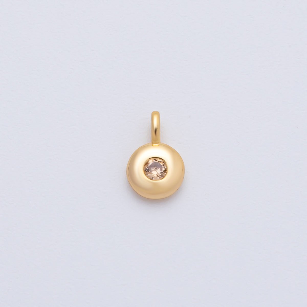 18K Gold Filled 8.5mm Birthstone CZ Bezel Round Mini Pendant | AF1153 - AF1158