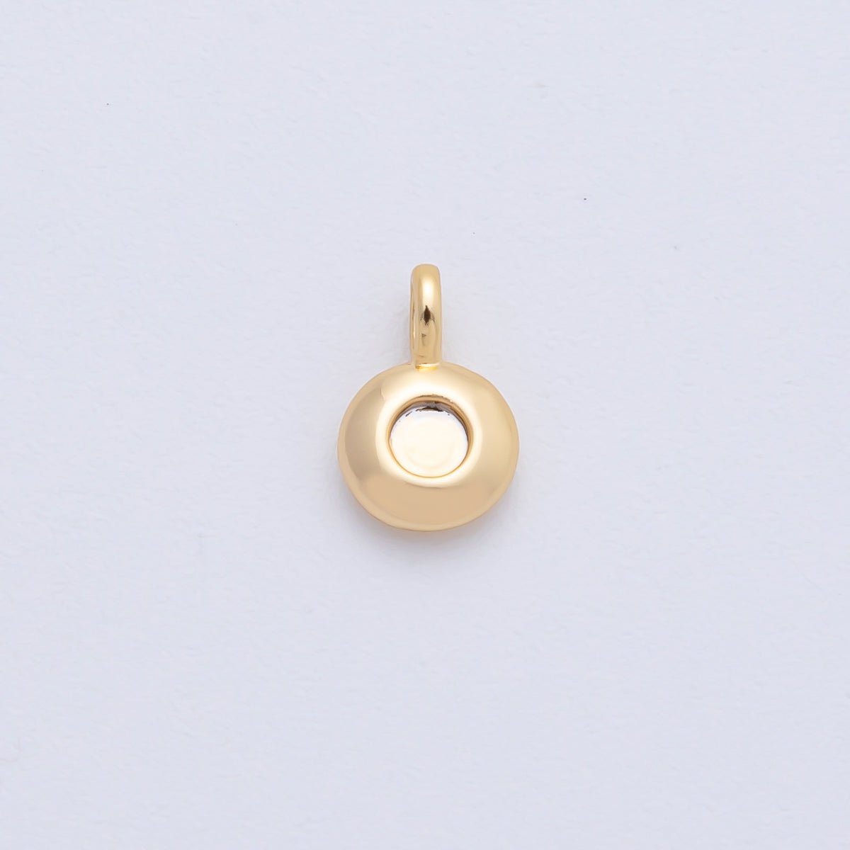 18K Gold Filled 8.5mm Birthstone CZ Bezel Round Mini Pendant | AF1153 - AF1158