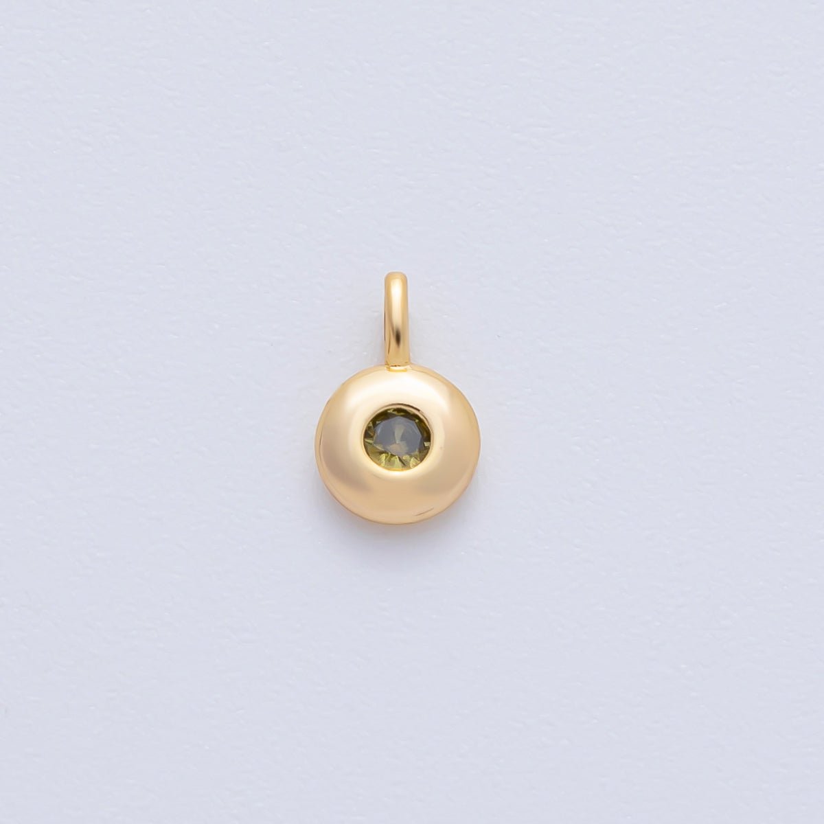 18K Gold Filled 8.5mm Birthstone CZ Bezel Round Mini Pendant | AF1153 - AF1158