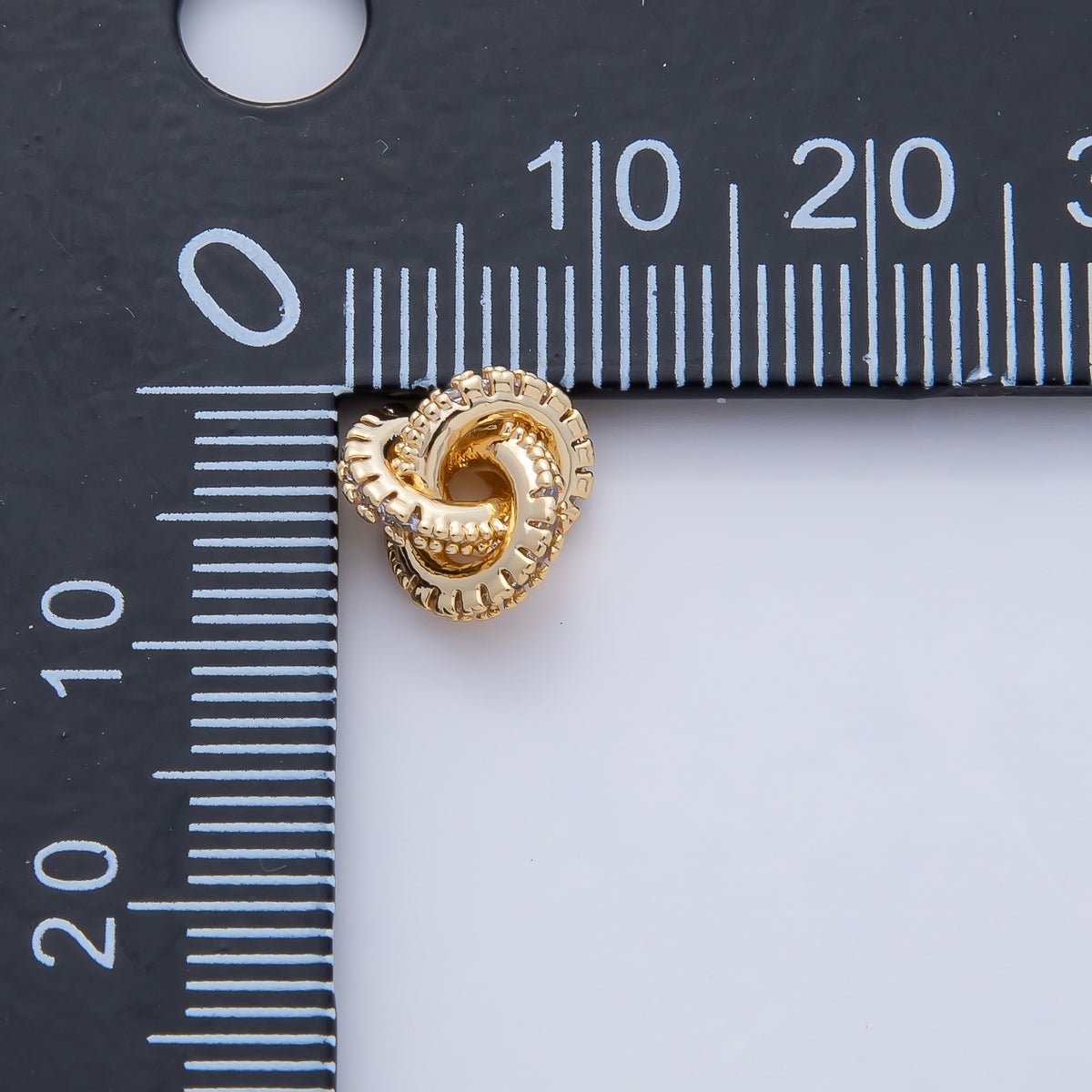 18K Gold Filled 8.5mm Triple Micro Paved CZ Rondelle Knot Bead | B523