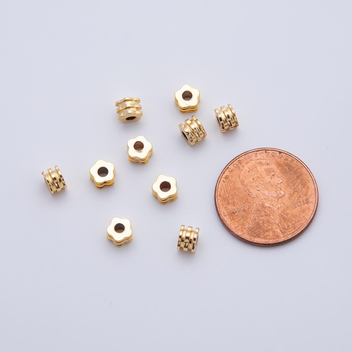 18K Gold Filled 8mm Textured Flower Spacer Bead Set by 10 | B303