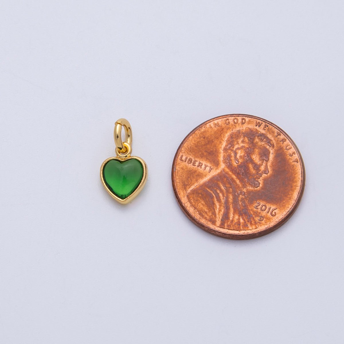 18K Gold Filled 9mm Green Agate Gemstone Heart Mini Charm | Charms-00139