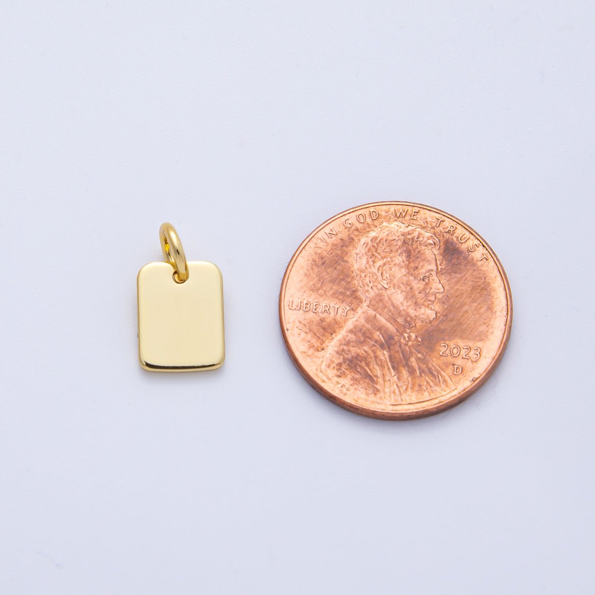 18K Gold Filled 9mm Mini Minimalist Rectangular Charm | AK152