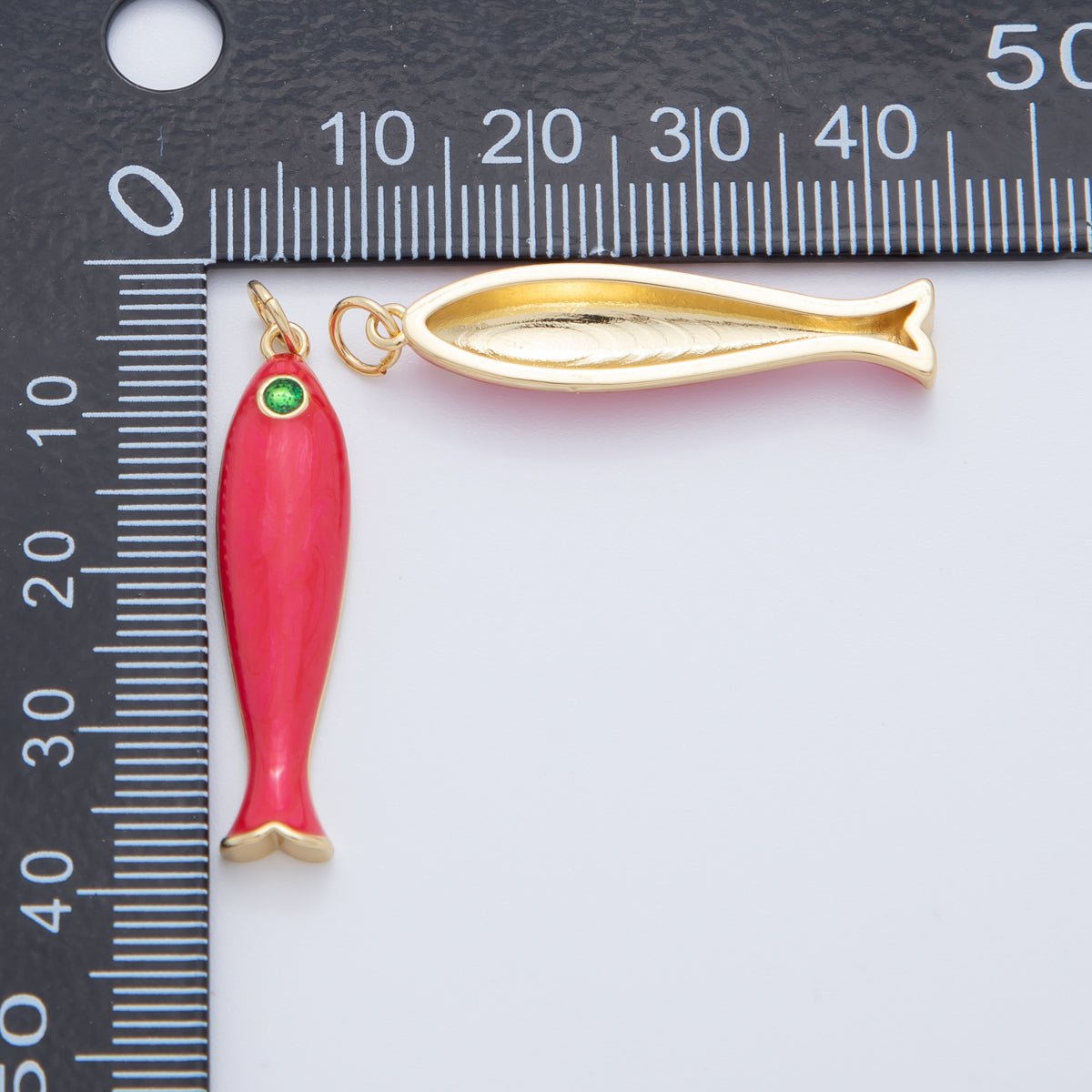 18K Gold Filled Blue, Green, Red Enamel Sardine Fish Charm | AF404 AF-779