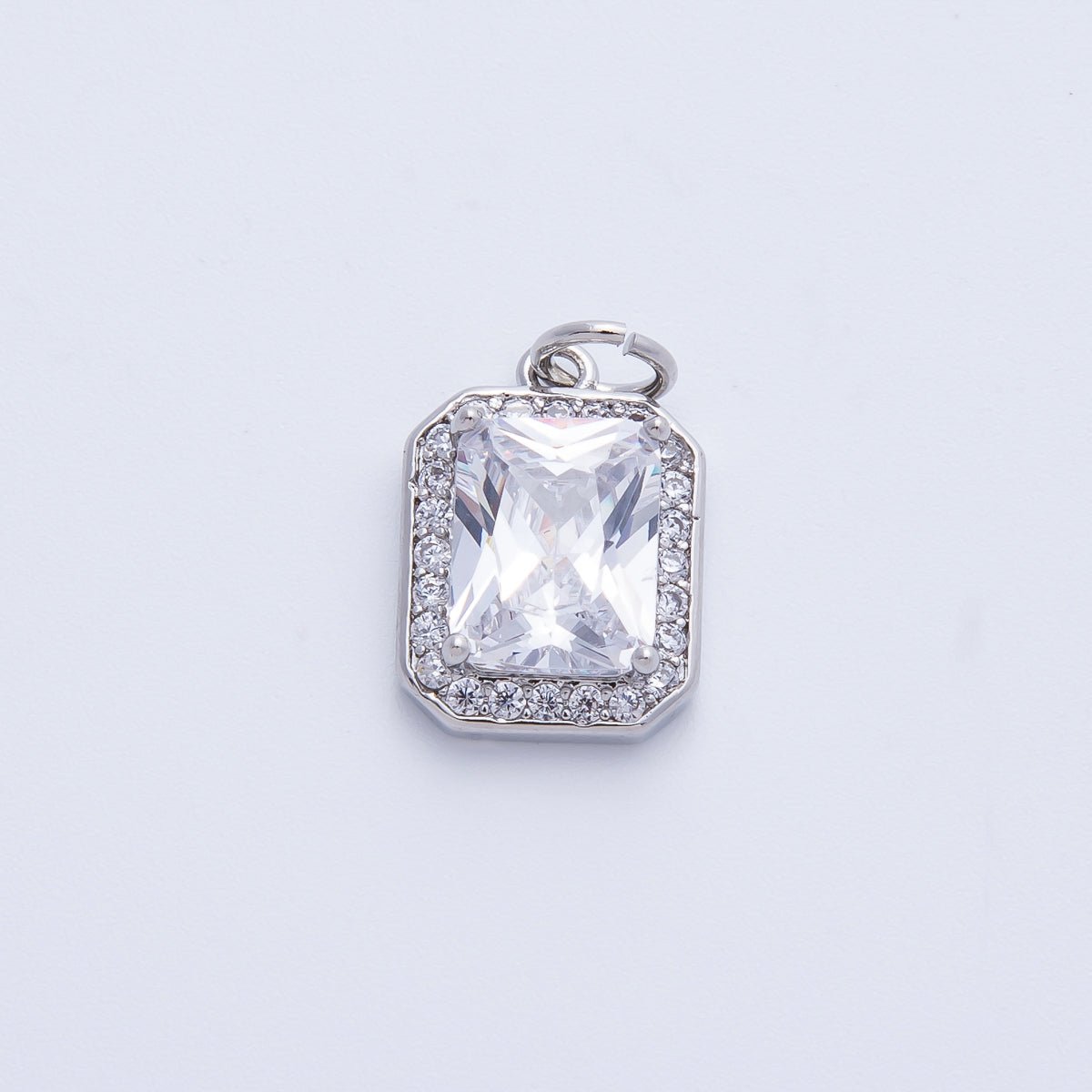 18K Gold Filled Blue, Red, Purple, Green, Clear Micro Paved CZ Baguette Charm | Charms-00279 ~ Charms-00288