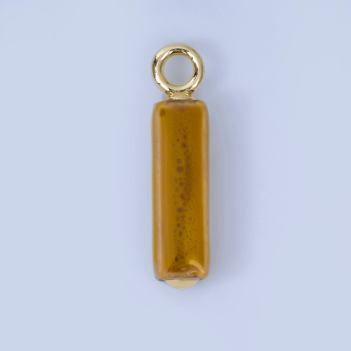 18K Gold Filled Blue, Teal, Brown, Pink Watercolor Bar Ceramic Drop Pendant | AJ-451