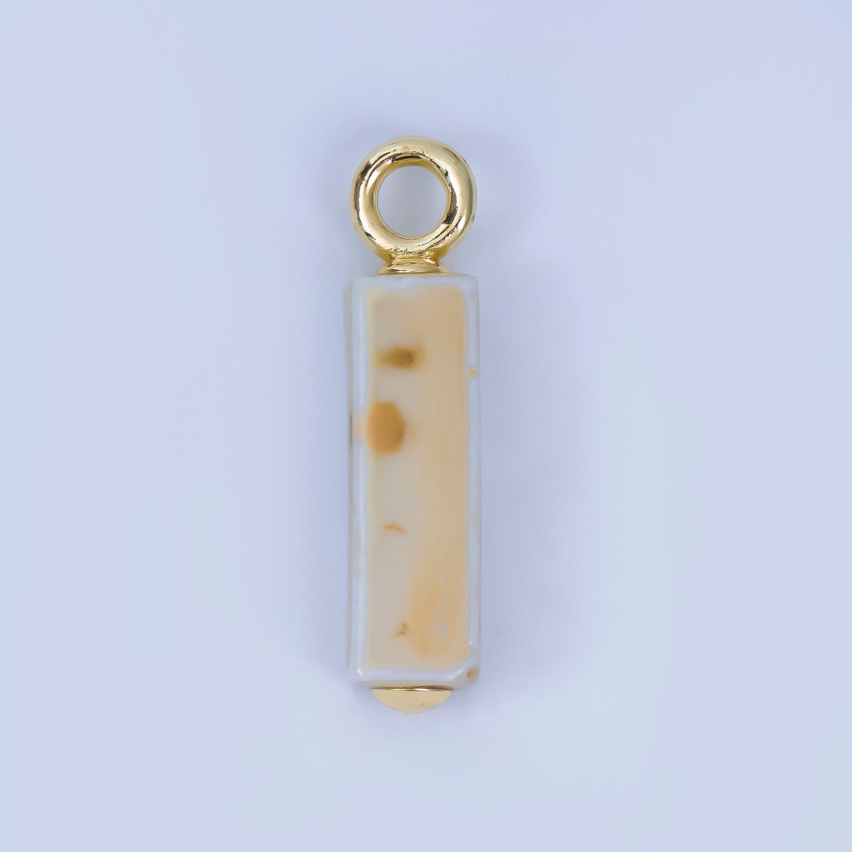 18K Gold Filled Blue, Teal, Brown, Pink Watercolor Bar Ceramic Drop Pendant | AJ-451