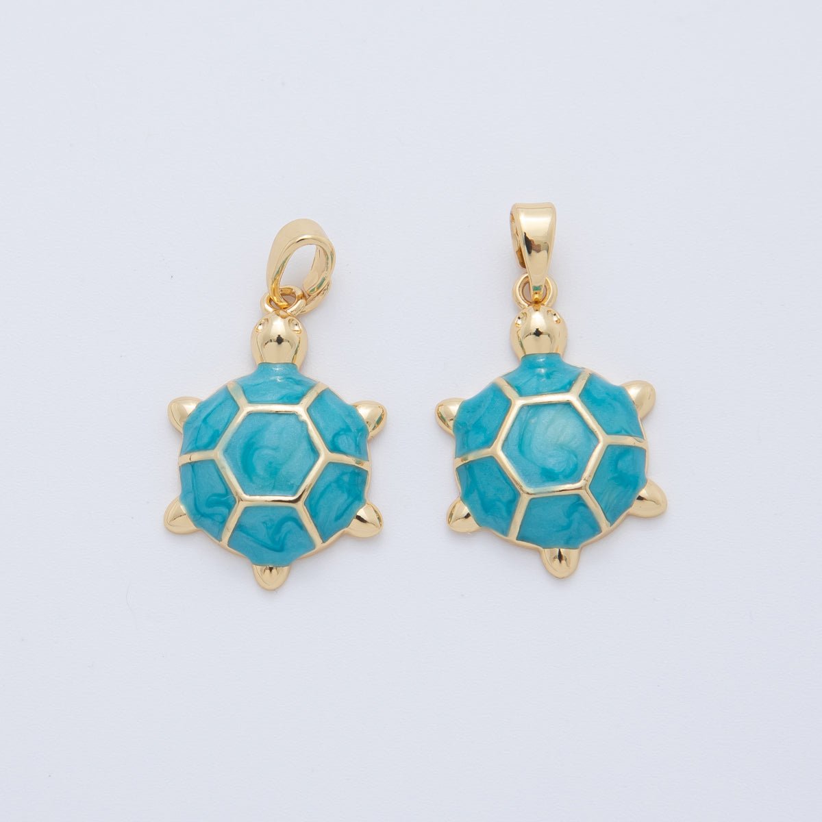 18K Gold Filled Blue Turtle Tortoise Enamel Pendant | AH765