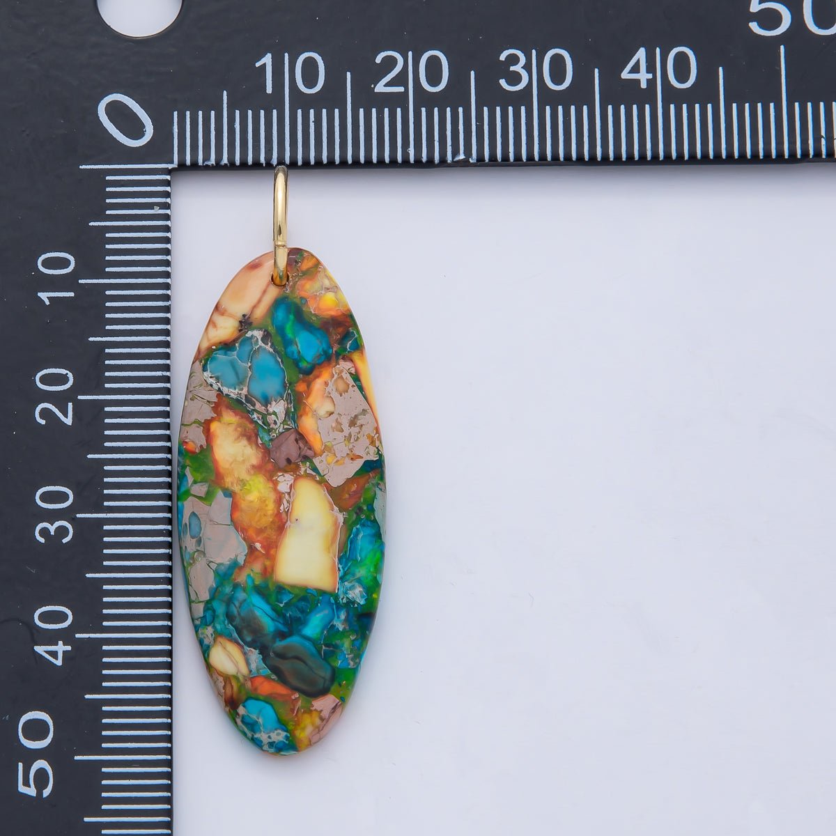 18K Gold Filled Boho Natural Oval Gemstone Pendant – Green, Brown & Multicolor Stone Charms AF1593