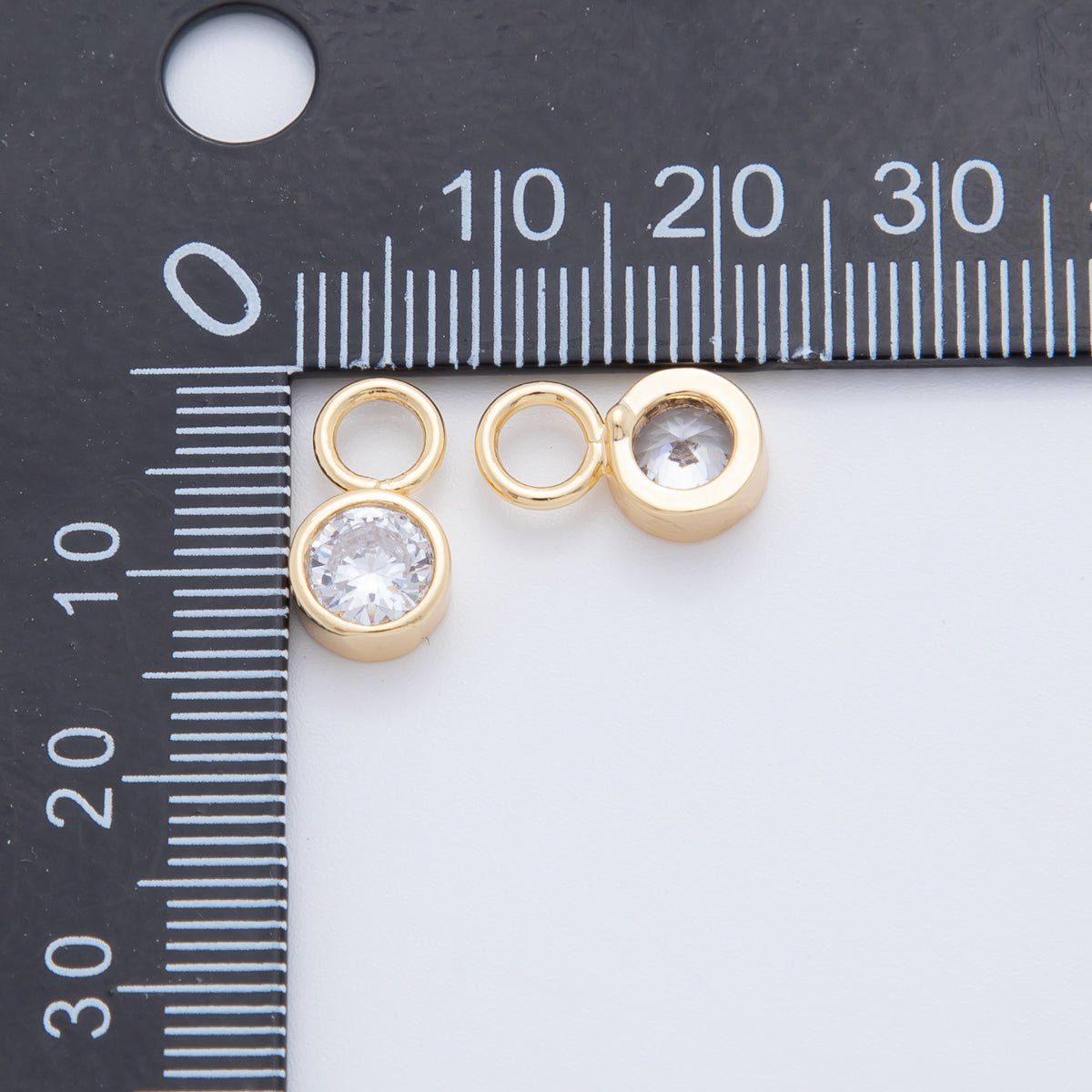 18K Gold Filled Clear CZ Bezel Add-On Drop Earring Charm | AF745