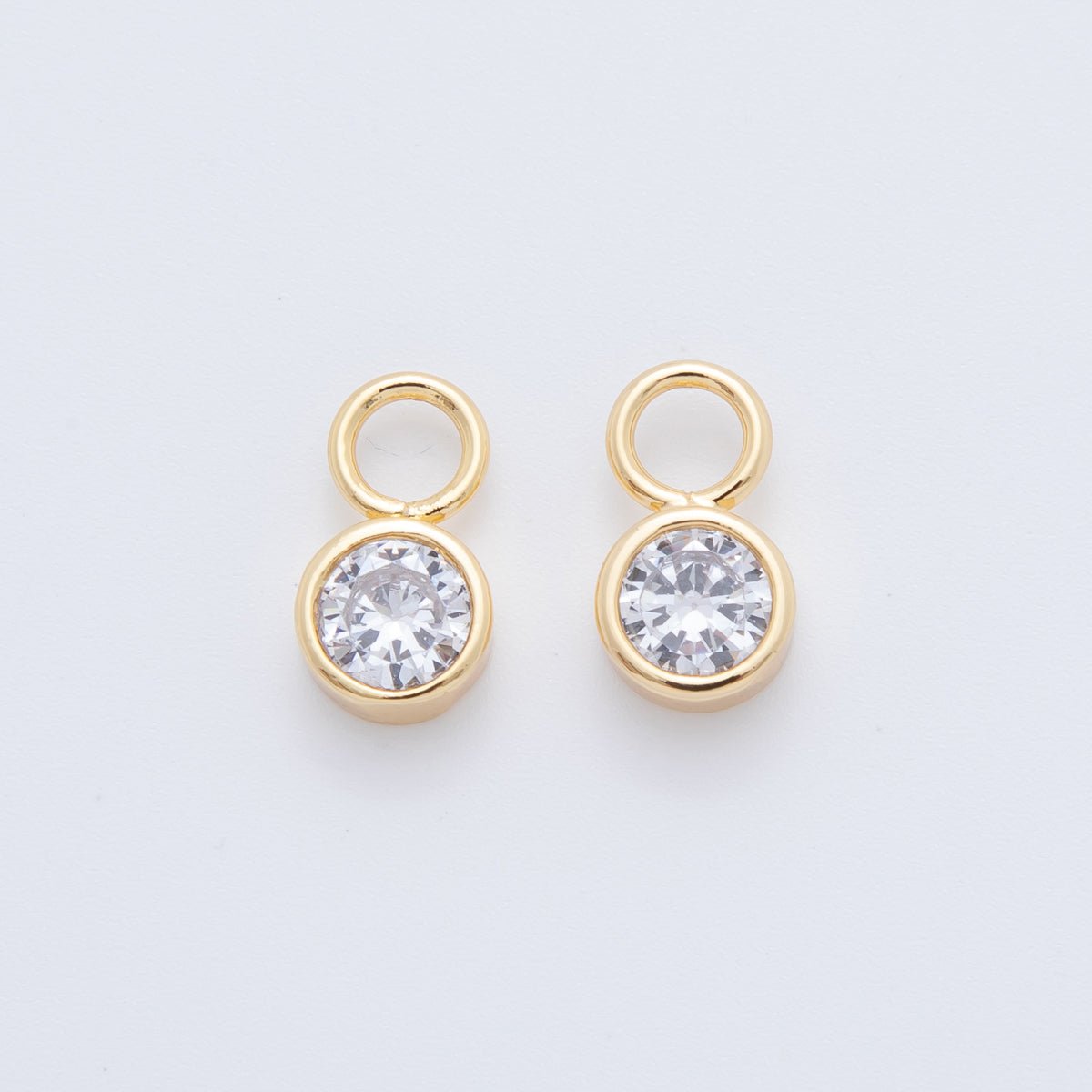 18K Gold Filled Clear CZ Bezel Add-On Drop Earring Charm | AF745