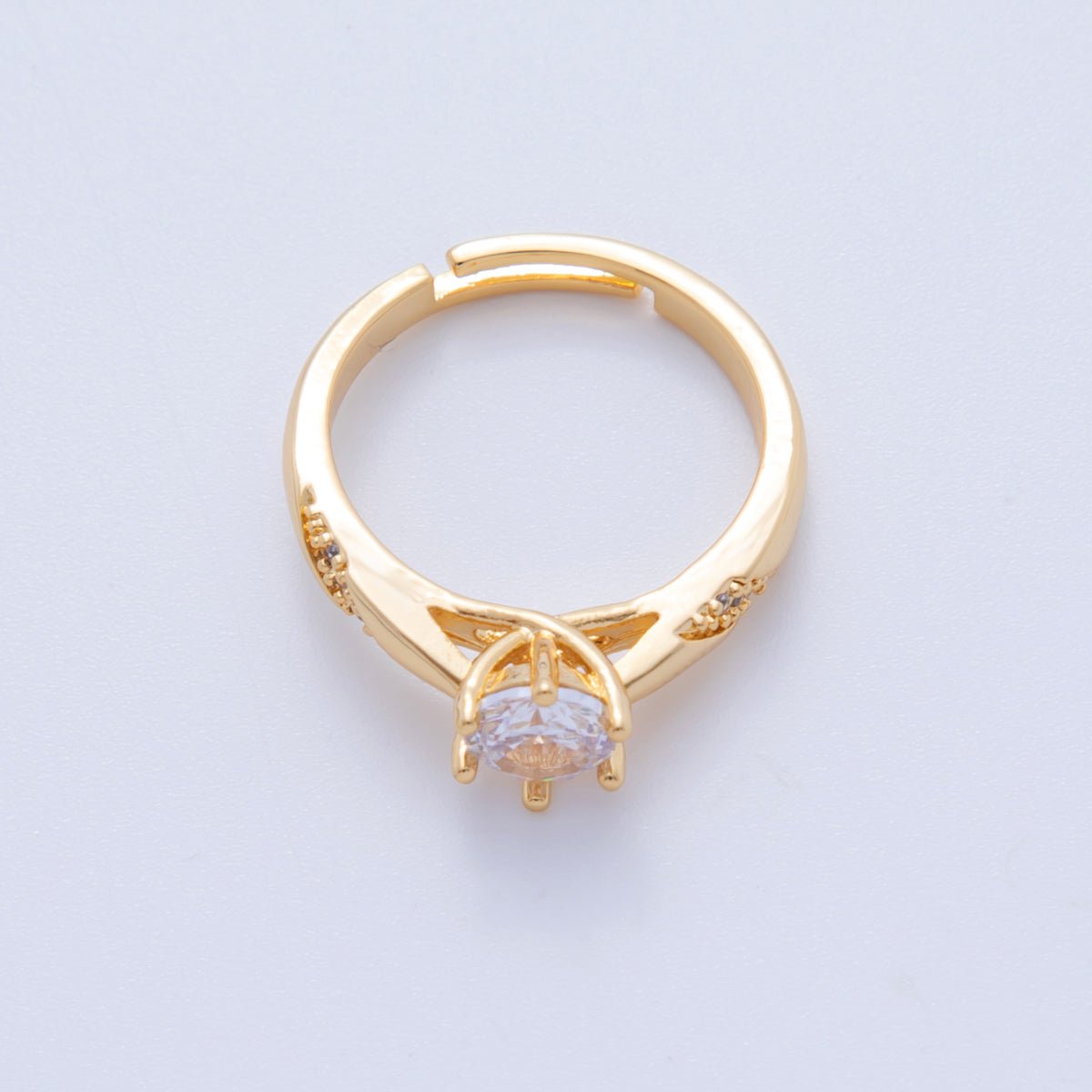 18K Gold Filled Clear CZ Micro Paved Solitaire Ring | O1755