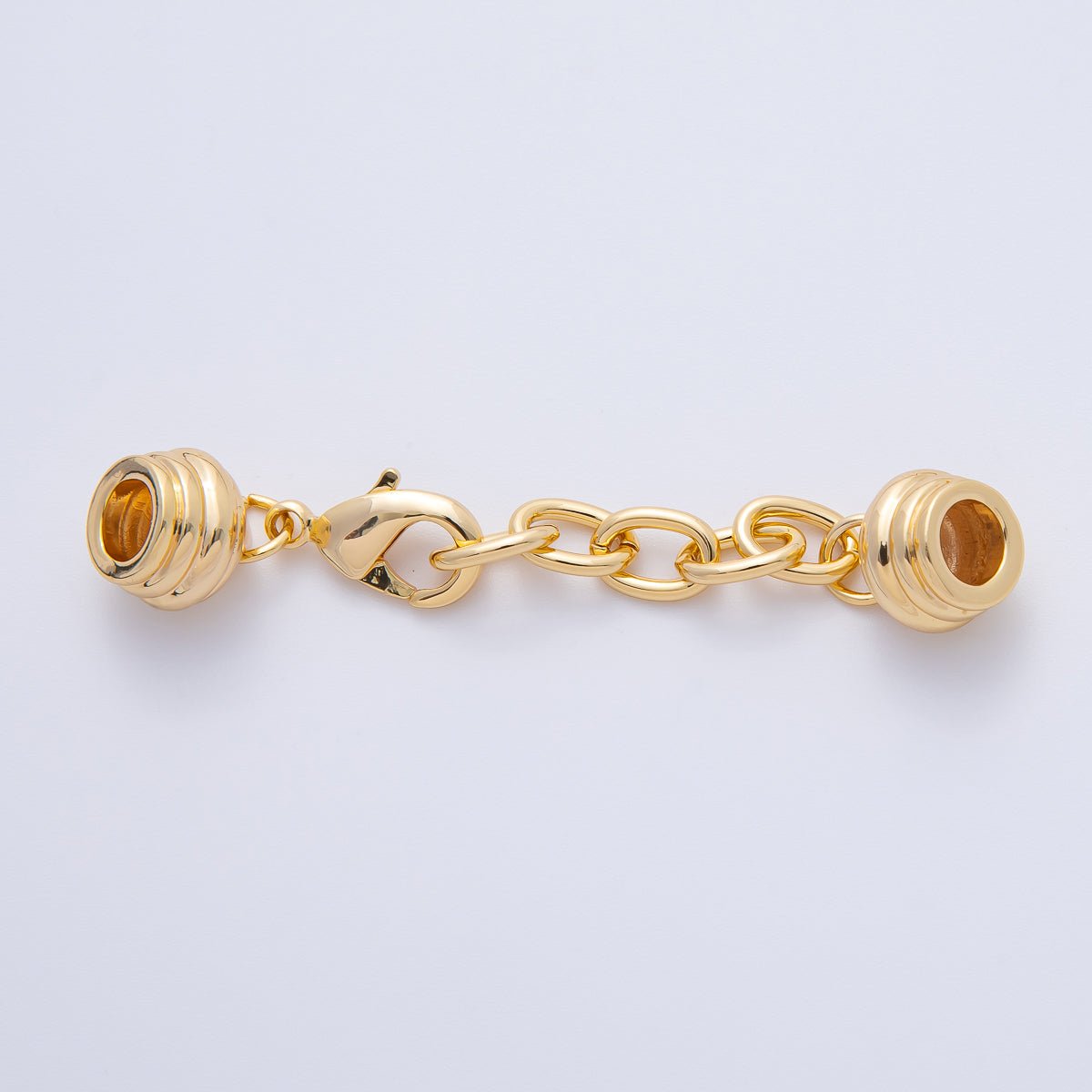 18K Gold Filled Cord Chain End Cap Clasps w. Extender Findings Set in Gold & Silver | Z1391 Findings-00081