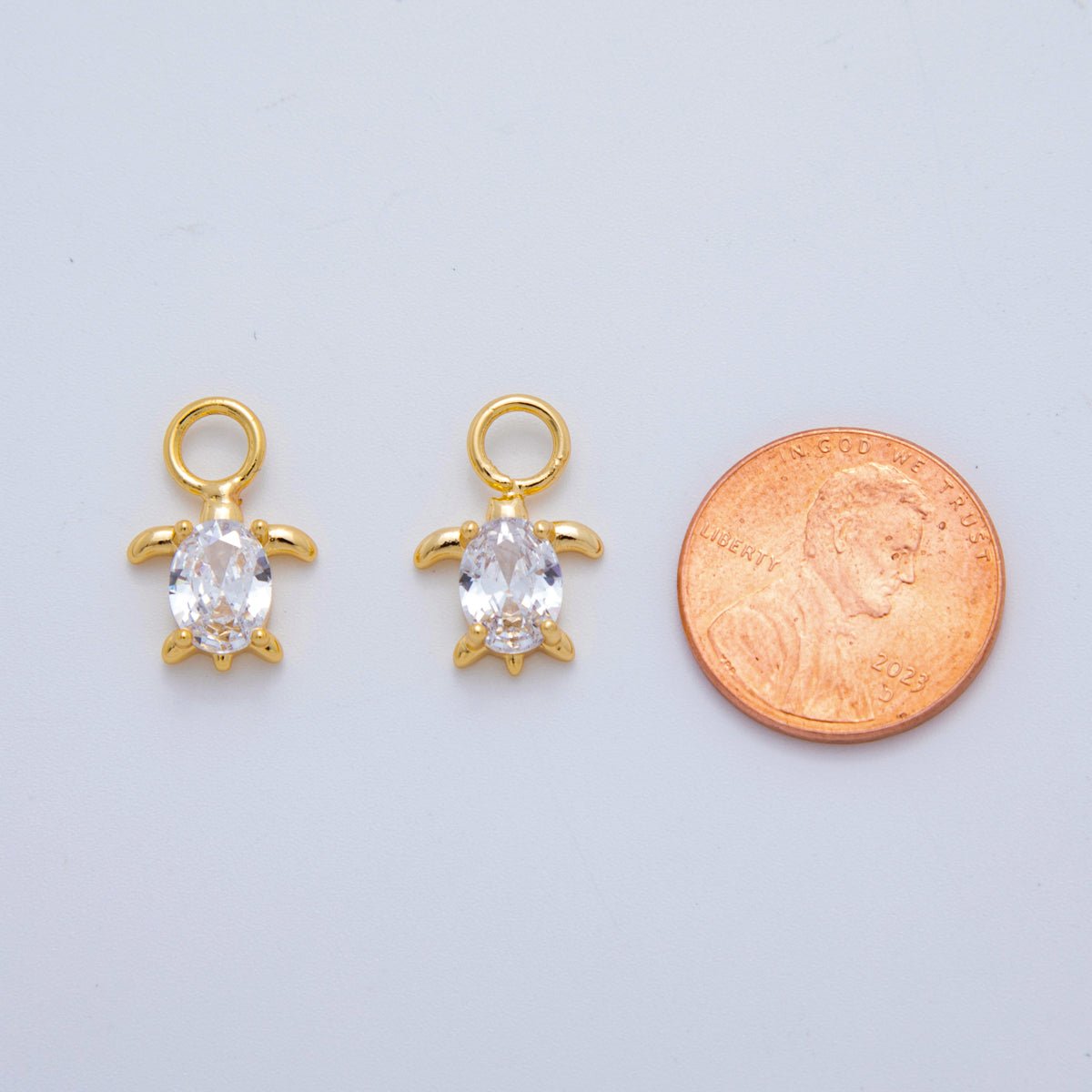 18K Gold Filled CZ Turtle Tortoise Add-On Drop Earring Charm | AF769