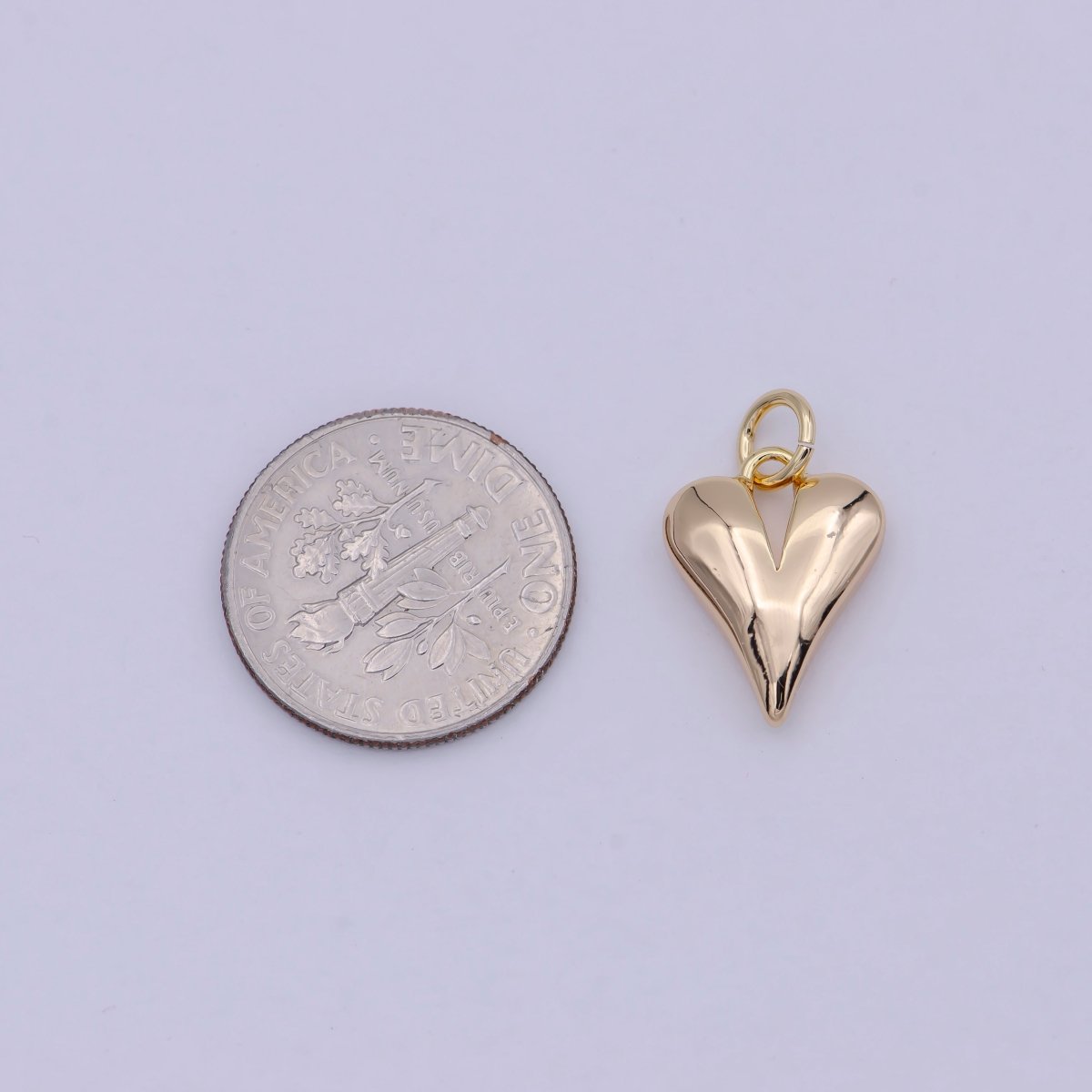16k Gold Filled Dainty Puff Heart Charm for Love Valentine Jewelry Making N-907