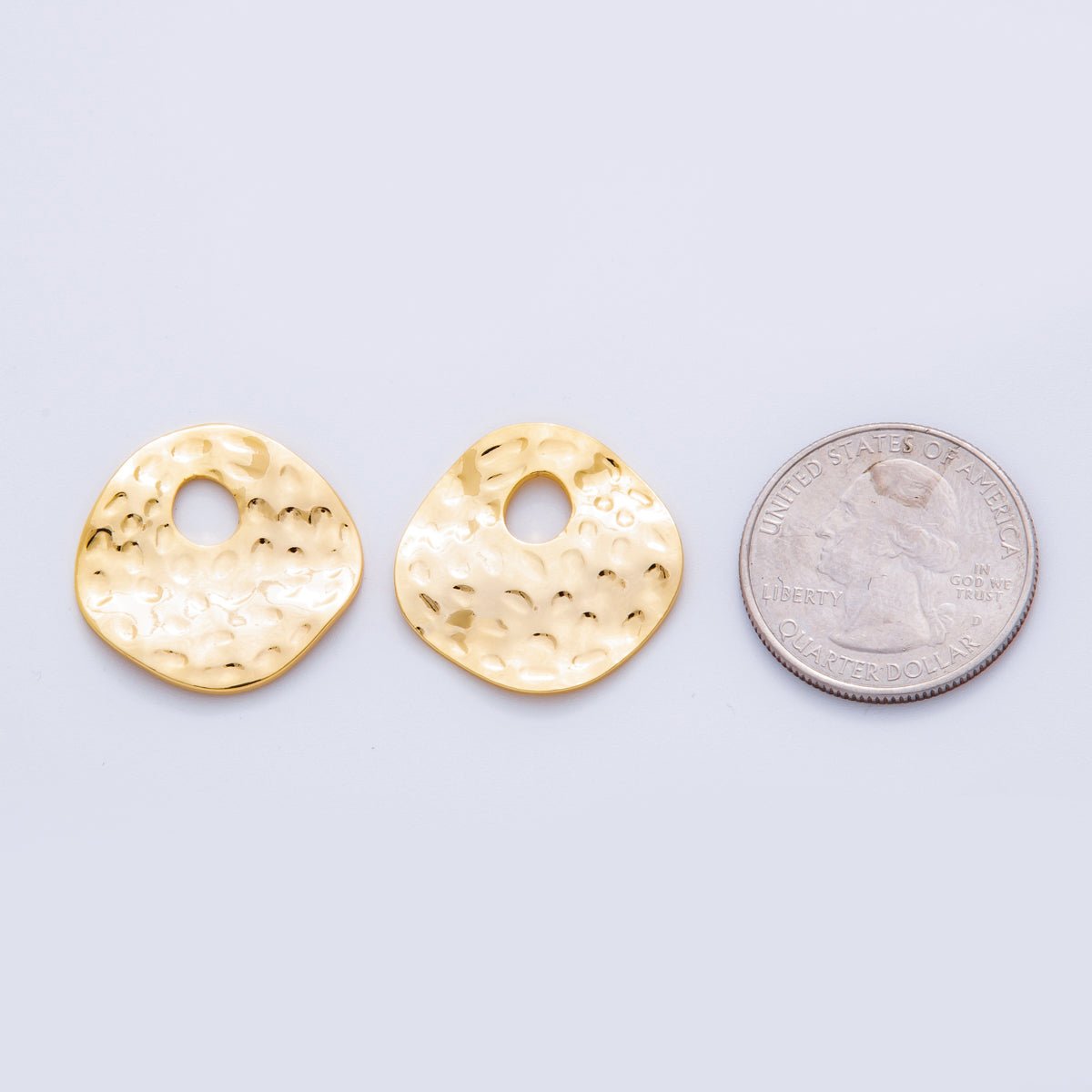 18K Gold Filled Dotted Hammered Donut Round Thin Charm Finding | Z1181