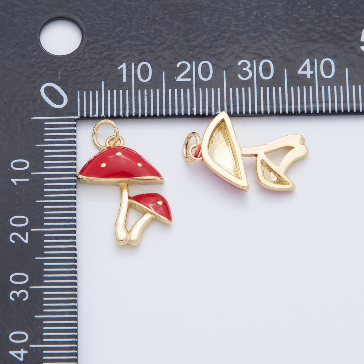 18K Gold Filled Dotted Red Mushroom Plant Charm | AF407