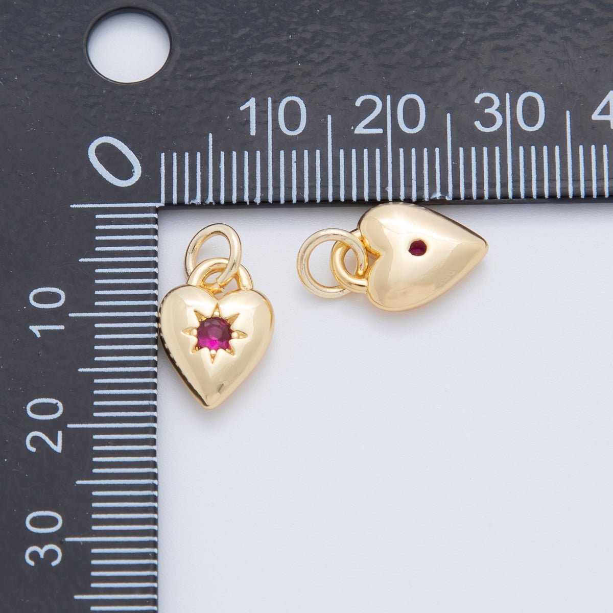 18K Gold Filled Fuchsia Celestial Star Heart Padlock Charm | AF710