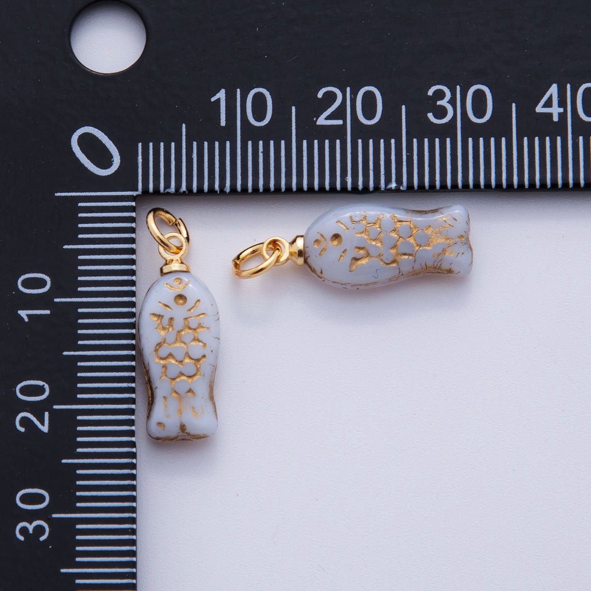 18K Gold Filled Grey Scaled Fish Mini Charm | M874