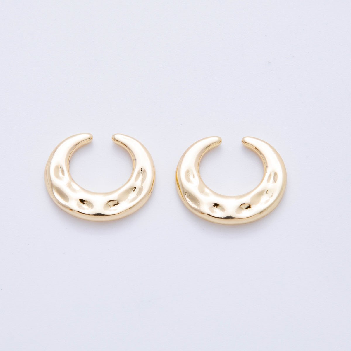 18K Gold Filled Hammered Wide Ear Cuff Earrings in Gold & Silver | AI261