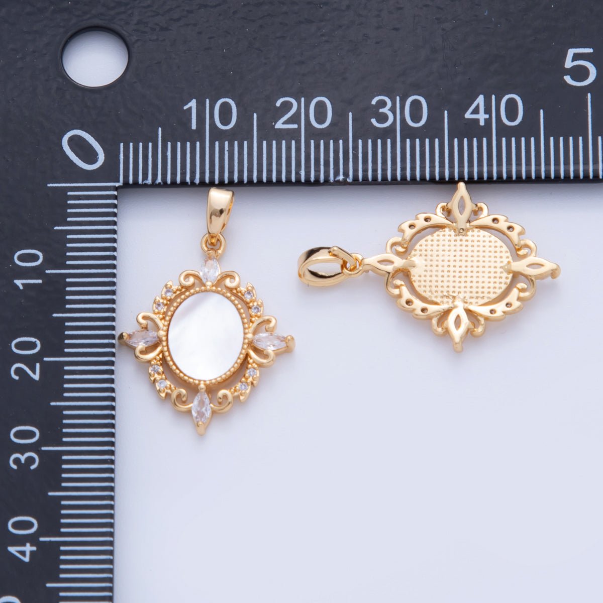 18K Gold Filled Marquise CZ Shell Pearl Artisan Pendant | AH752