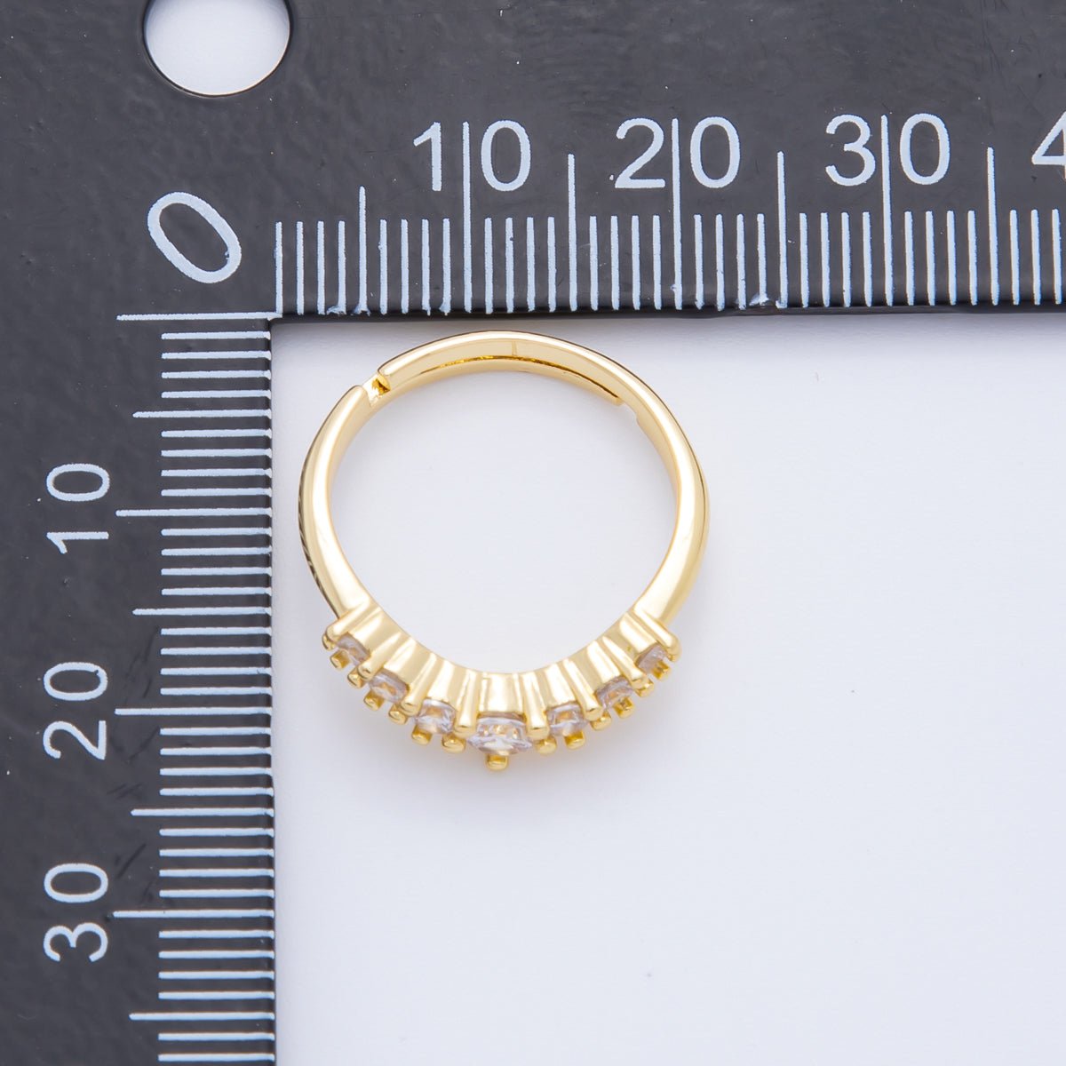 18K Gold Filled Micro Paved CZ Gradient Curved Chevron Adjustable Ring | O2251