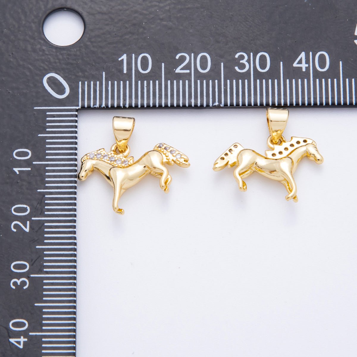 18K Gold Filled Micro Paved CZ Horse Pony Multidimensional Pendant | AF1118