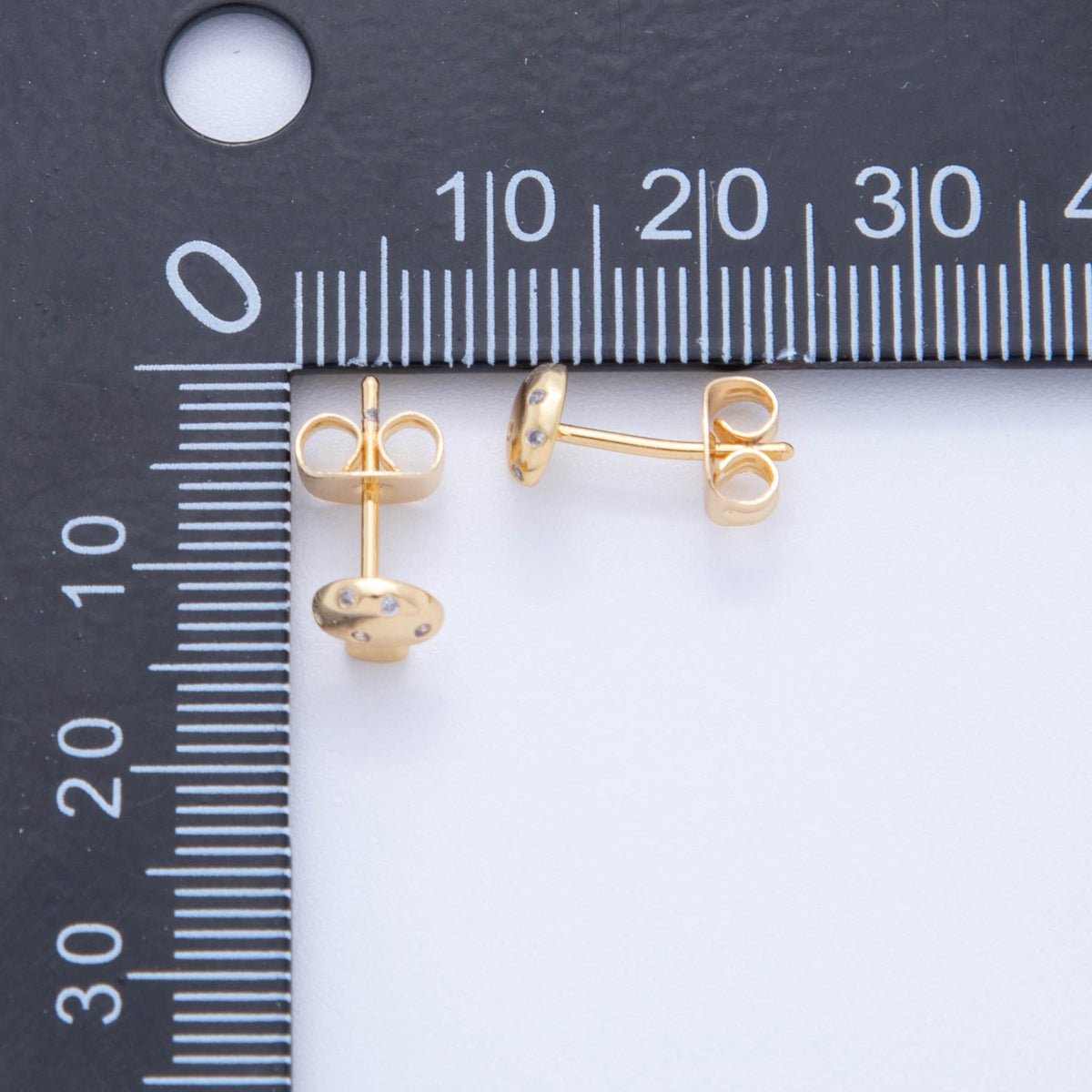 18K Gold Filled Micro Paved CZ Mini Mushroom Stud Earrings | AI381